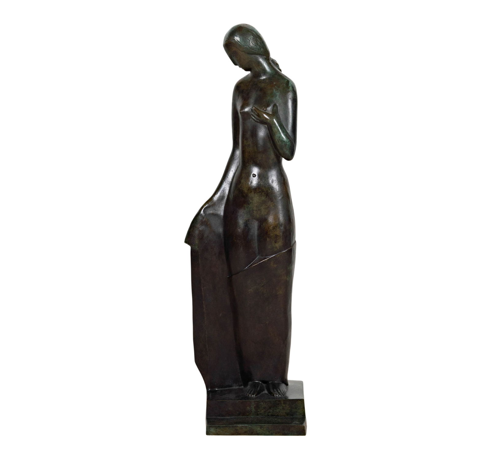 Edouard Cazaux (1889 - 1974): Une jeune femme nue: bronze, ed. 1/8, signed and numbered, and withBlanchet foundry mark, 36 x 12 x 9 in.