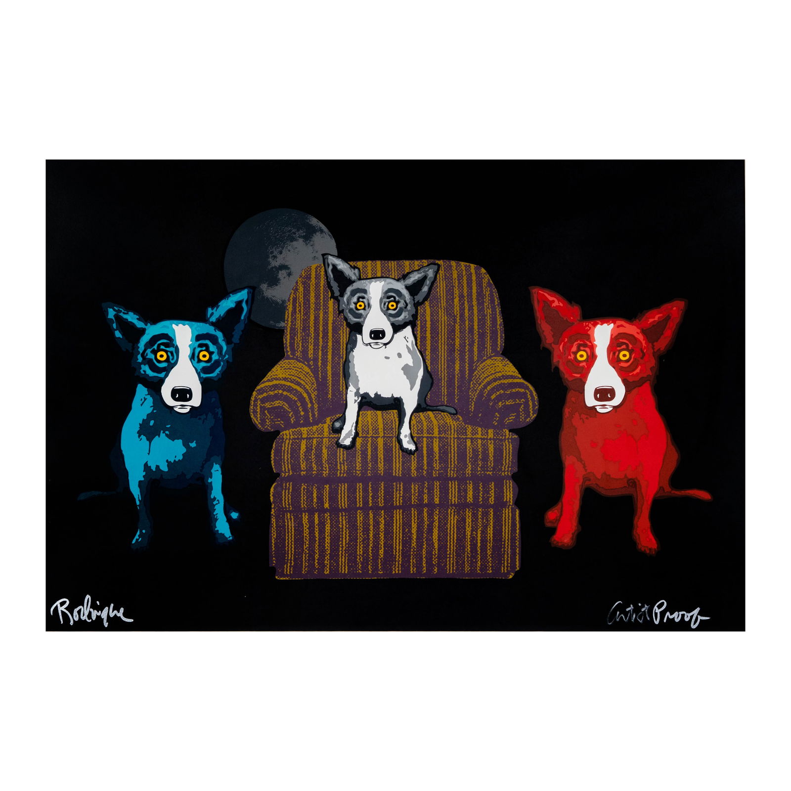 George Rodrigue (1944 - 2013): Sitting with my Sisters: serigraph, artists proof, signed lower left, sight: 21 x 30 3/4 in., frame: 31 x 41 in.