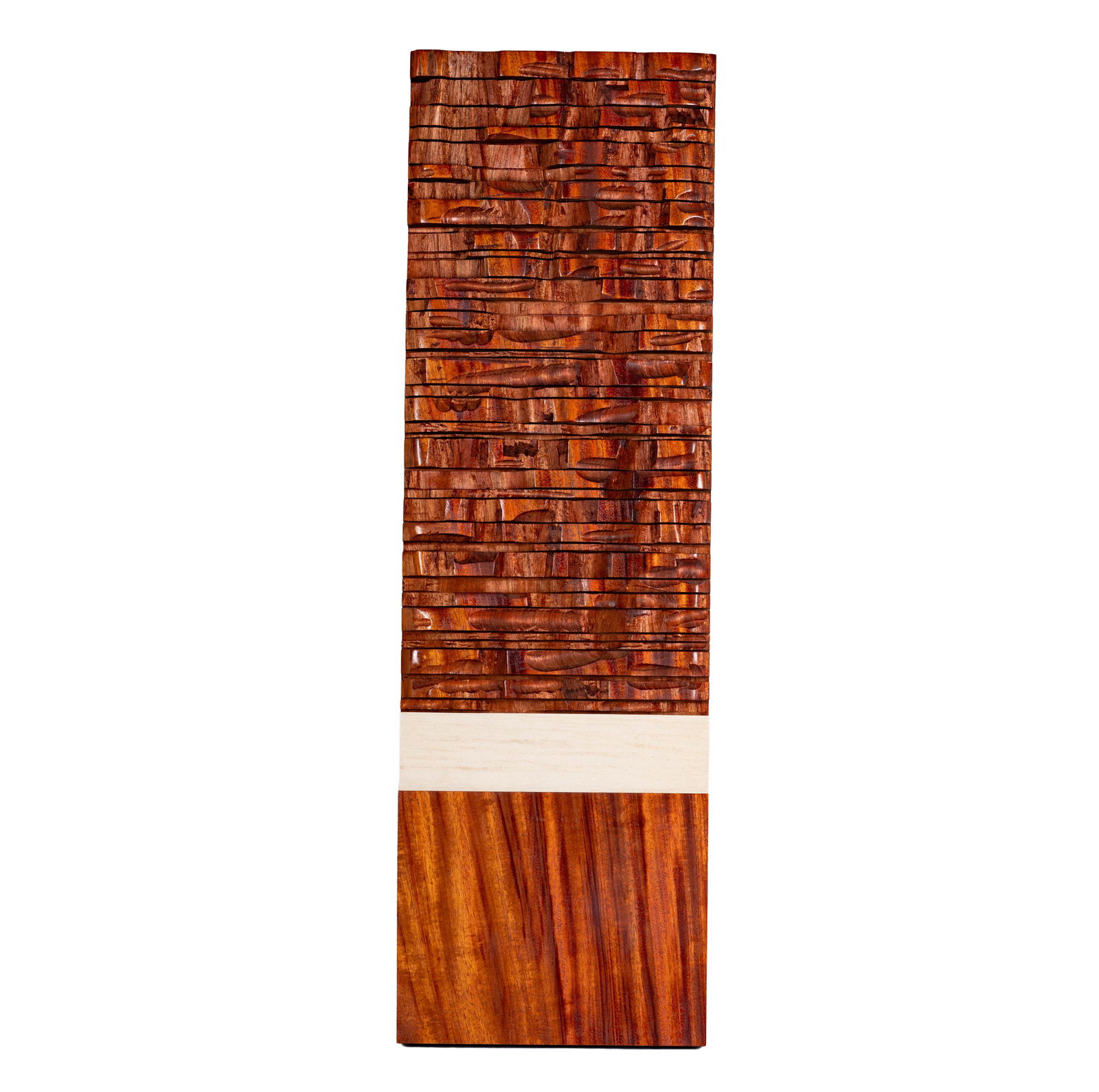 Arlo Namingha (b. 1972): Untitled: wood and travertine, 2006, signed and dated, 48 x 15 x 3 in.