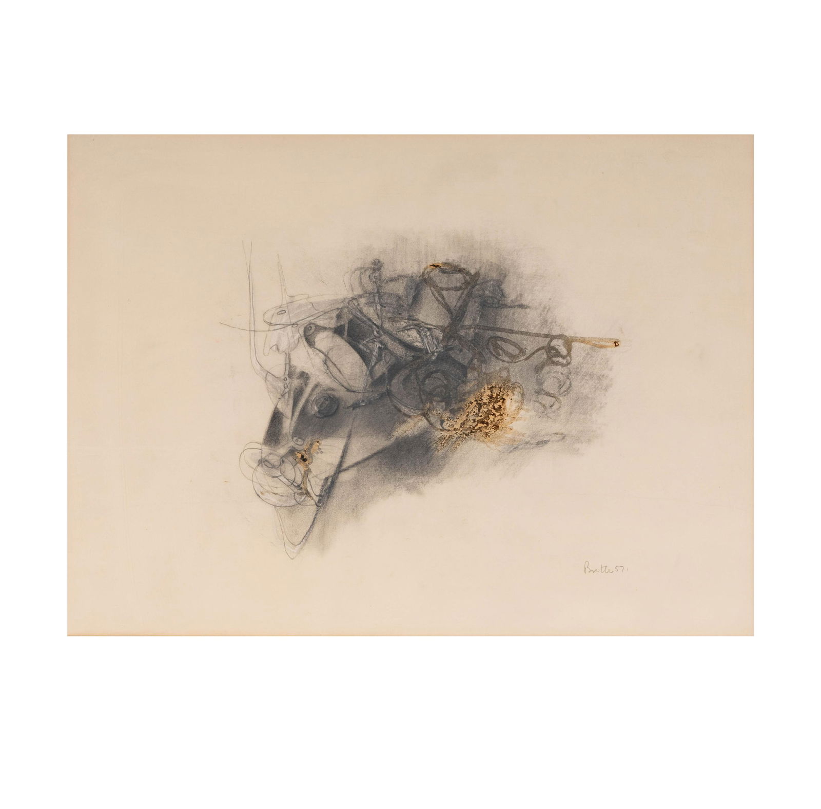 Reg Cotterell Butler (1913-1981): Studio Corner: pencil on paper,1957; signed and dated lower right, titled to labels verso, 15 1/2 x 21 in.