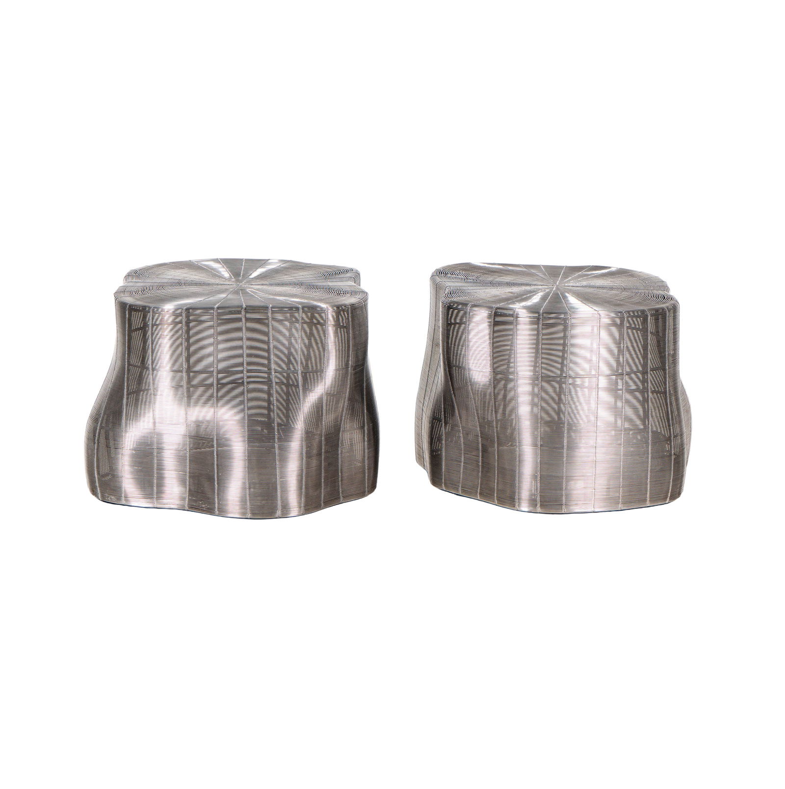 A Pair of Roche Bobois Iron Tree End Tables: 14 1/2 x 20 1/2 x 17 in. (36.8 x 52.1 x 43.2 cm.)