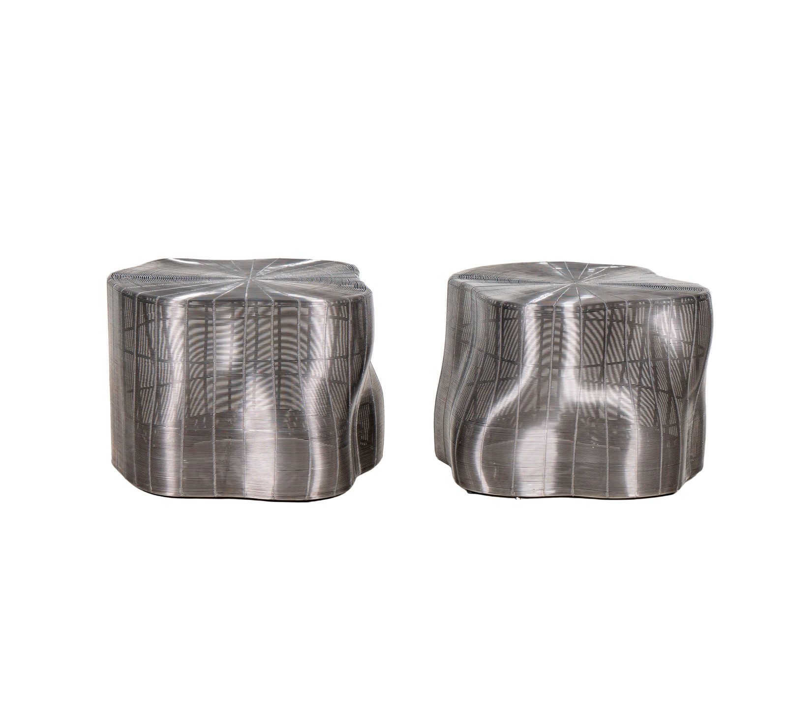 A Pair of Roche Bobois Iron Tree End Tables: 14 1/2 x 20 1/2 x 17 in. (36.8 x 52.1 x 43.2 cm.)