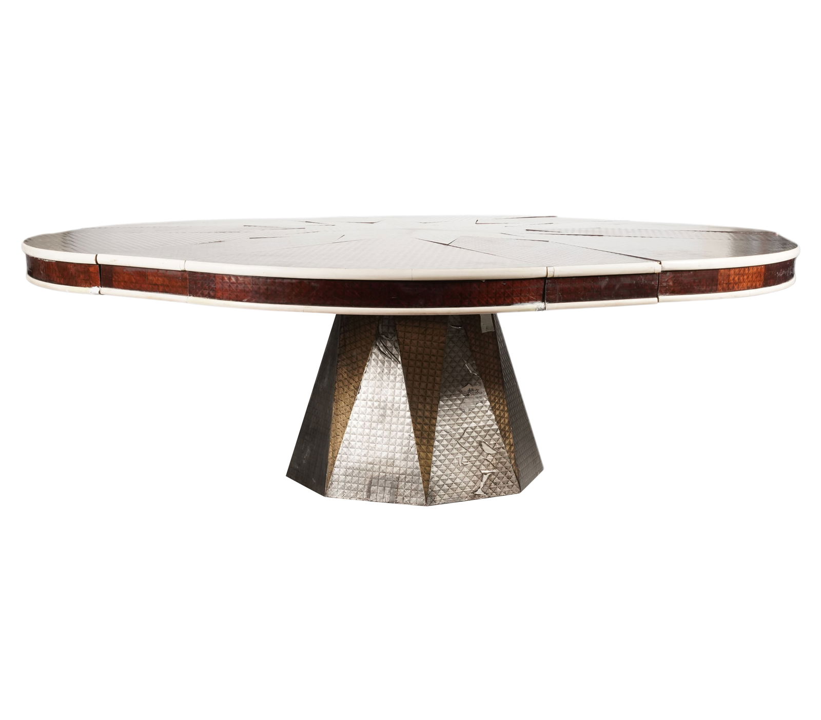 L. Rossi: Honeycomb Round Dining Table: with motorized expansion mechanism, 29 1/2 x 66 in.