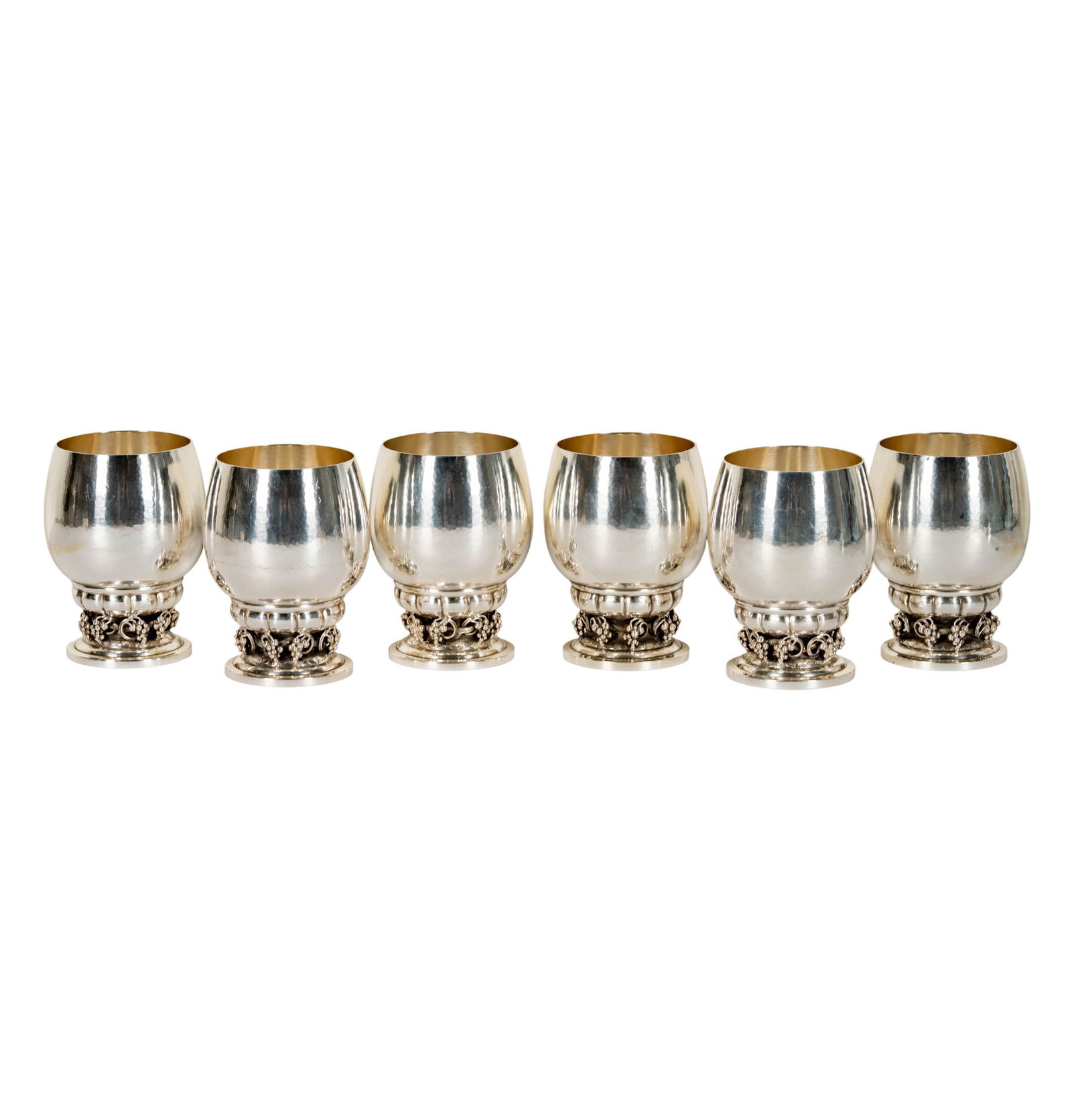 A Set of Six Georg Jensen Grape Pattern Sterling Cups (1 of 14)