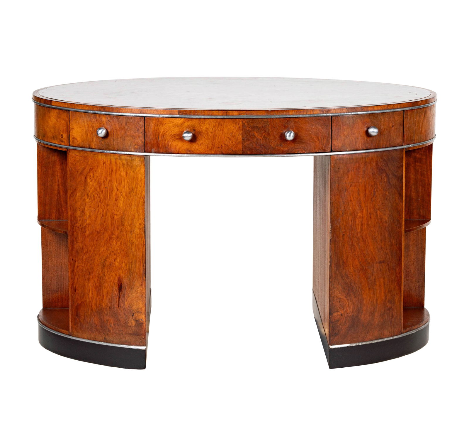 American Streamline Deco Writing Desk: with leather top, 29 1/2 x 46 x 30 in.