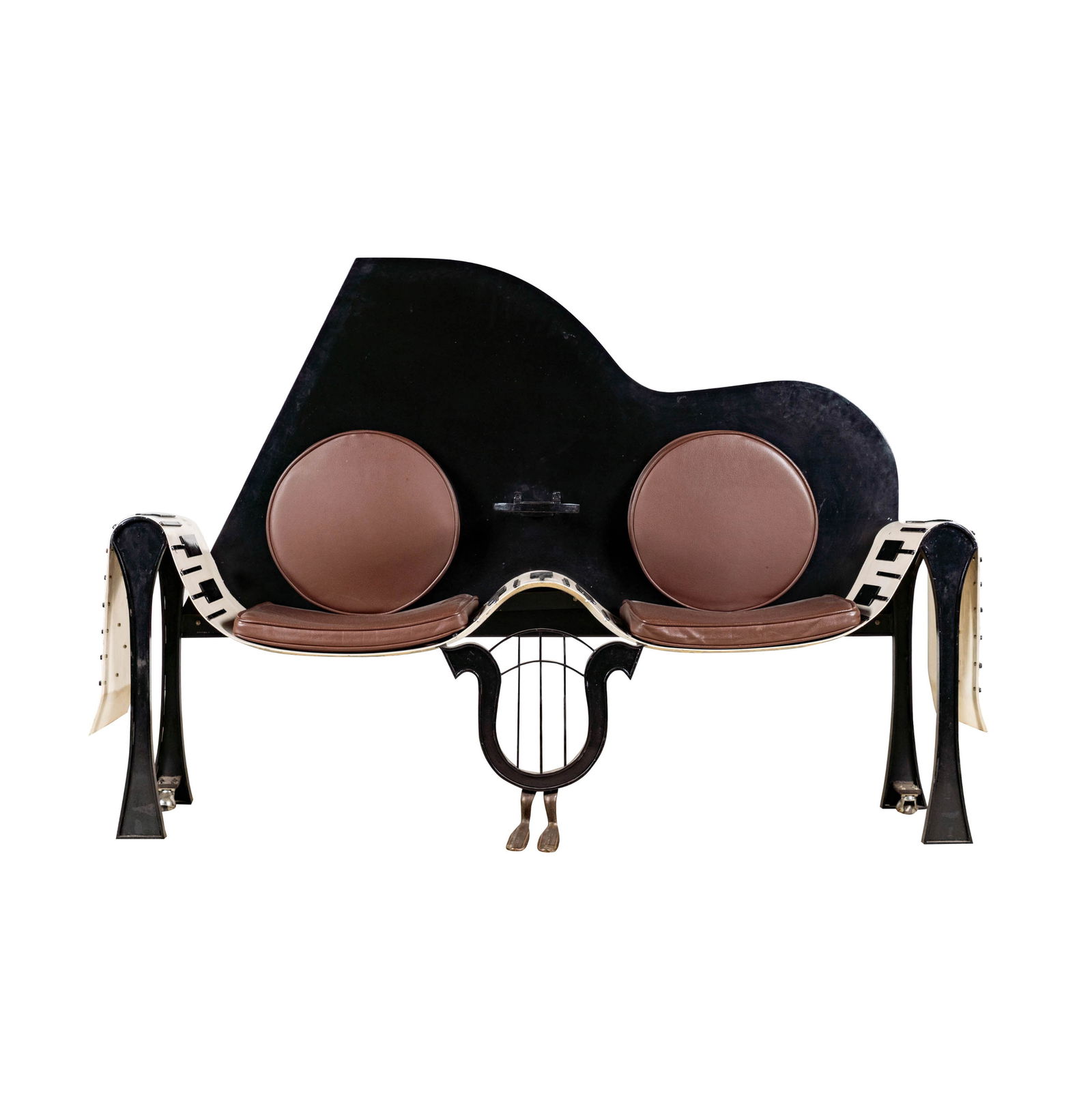 Alain Aparicio, B. 1957, Piano Sofa: late 20th century; lacquered metal, leather`, 50 x 73 x 20 in. (127 x 185.4 x 50.8 cm.), Note: Aparicio’s work was shown at the 2024 Whitney Biennial.