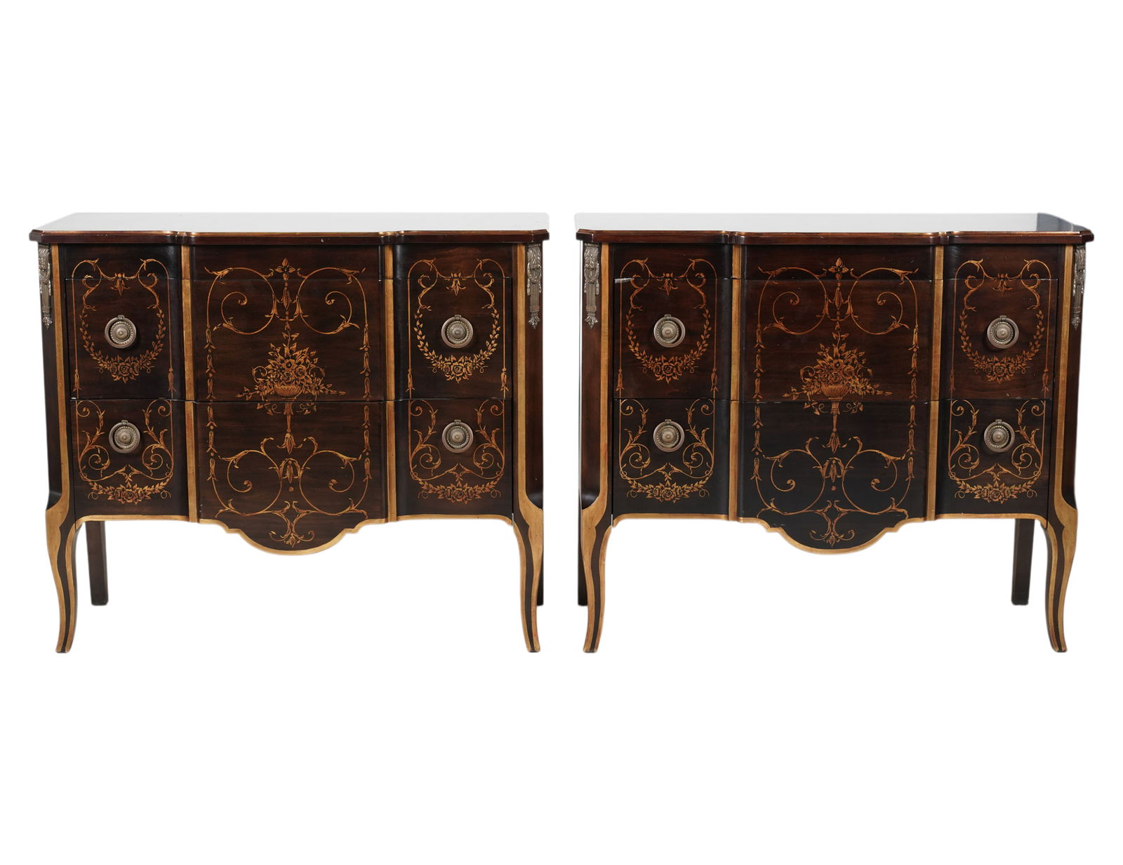 Pair of John Widdicomb Two-Drawer Chests: with metal label to drawer, 32 x 38 x 16 in.