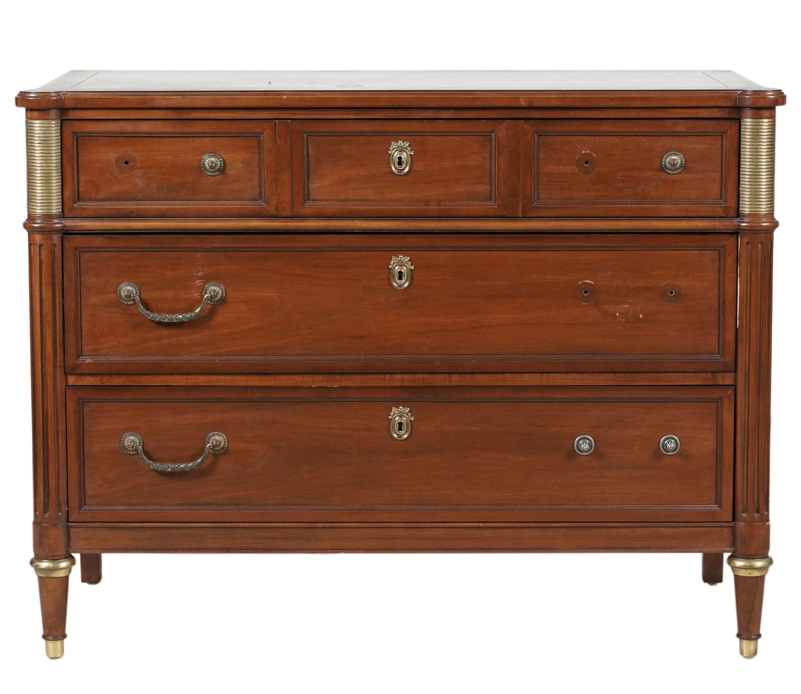 Baker French Provincial-Style Chest of Drawers: with metal label, 32 x 42 x 18 1/2 in.