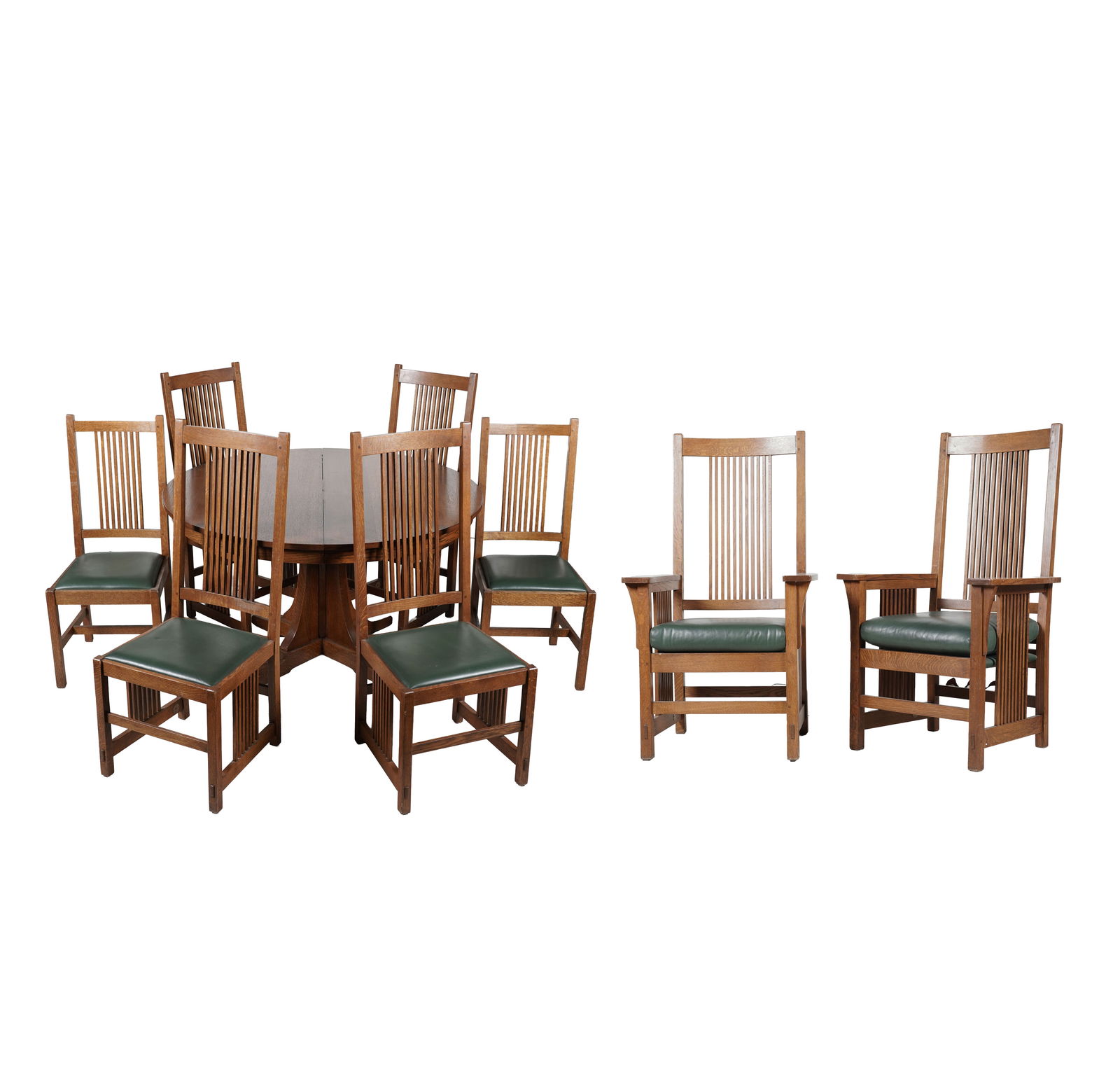 A Stickley Oak Dinning Table and Eight Chairs (1 of 18)