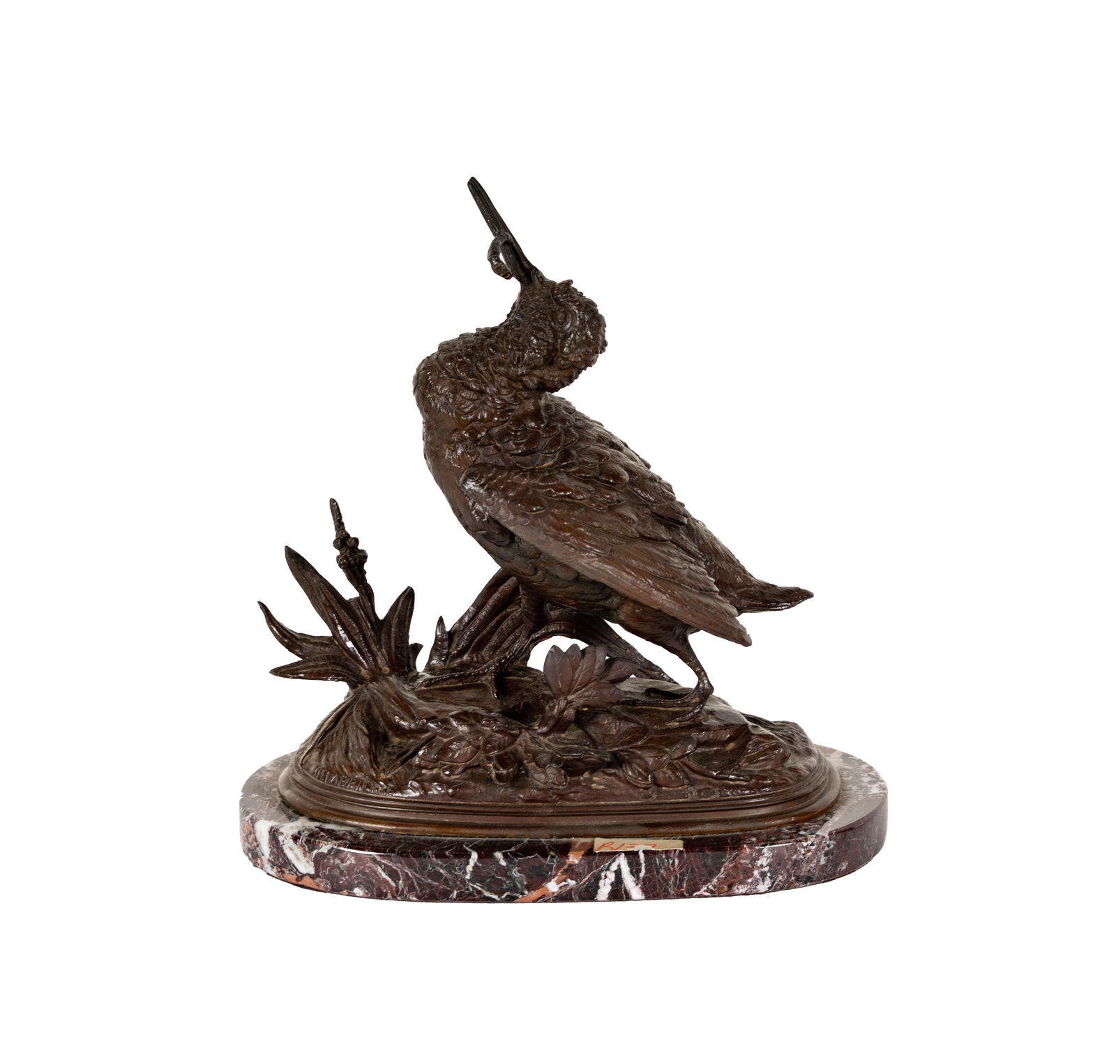 Paul Édouard Delabrierre, Bird with Worm: bronze, signed in casting, overall: 10 1/2 x 9 x 5 in.