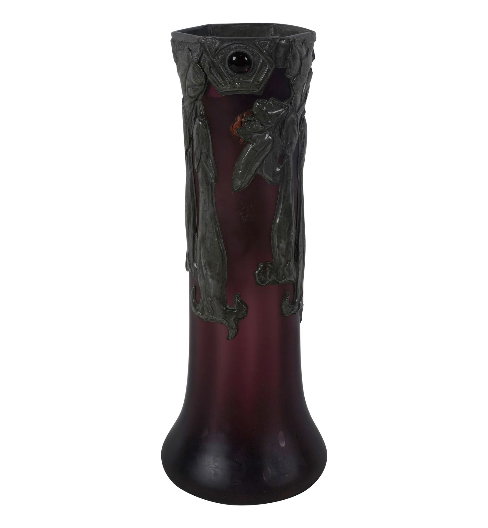 An Austrian Art Nouveau Blown Glass Vase: unmarked, 16 in. high