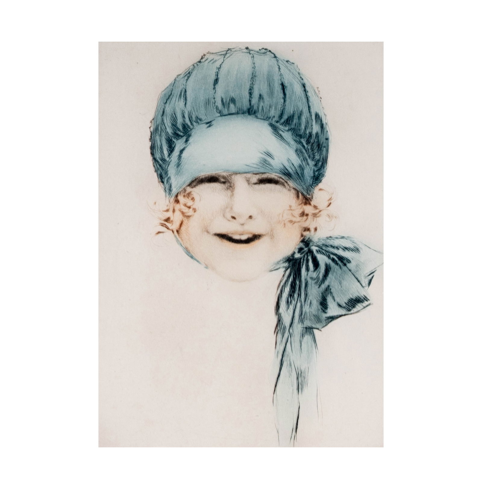 Louis Icart, French/American 1888-1950, Child in Bonnet: etching, drypoint, aquatint signed in pencil lower right, No. 146 Sight: 12 1/4 x 9 in. (31.1 x 22.9 cm.), Frame: 23 1/4 x 19 1/4 in. (59.1 x 48.9 cm.)