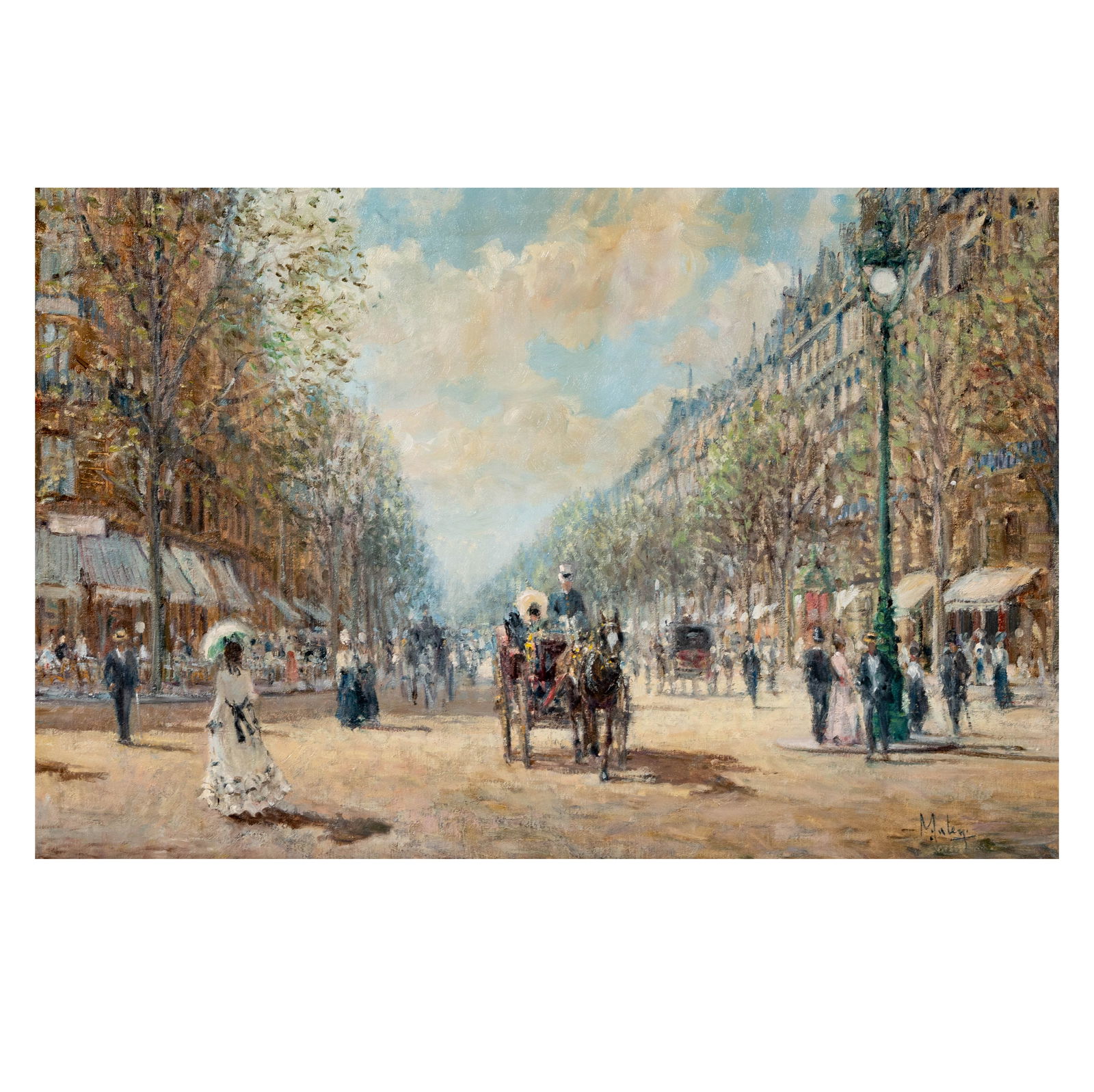 Alan Maley (1931 - 1995), Parisian Street Scene: oil on canvas, signed lower right, 24 x 36 in., Frame: 29 x 41 in.