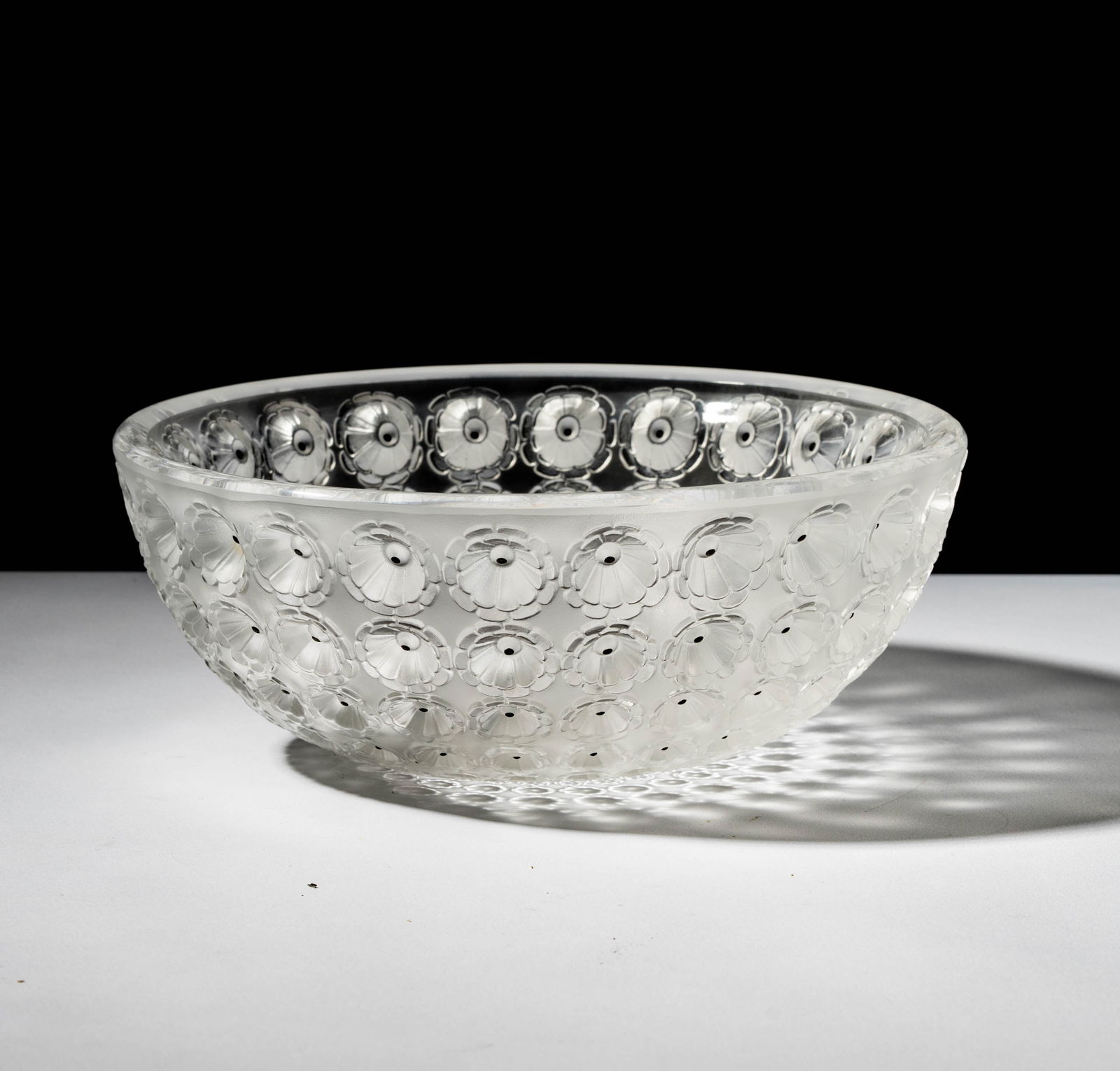 Lalique Nemours Bowl in Box: with original retail box, signed, 4 x 10 in.