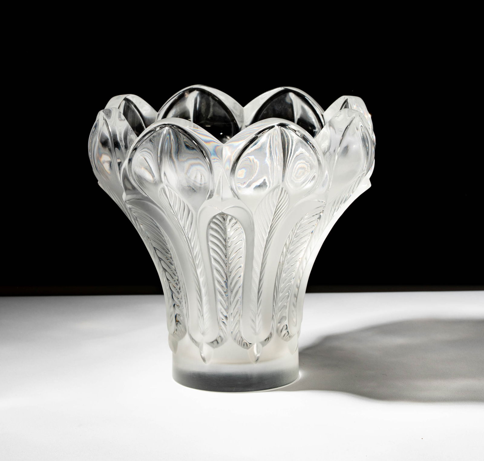 Lalique Esna Frosted Glass Vase: signed, 8 3/4 x 8 3/4 in.