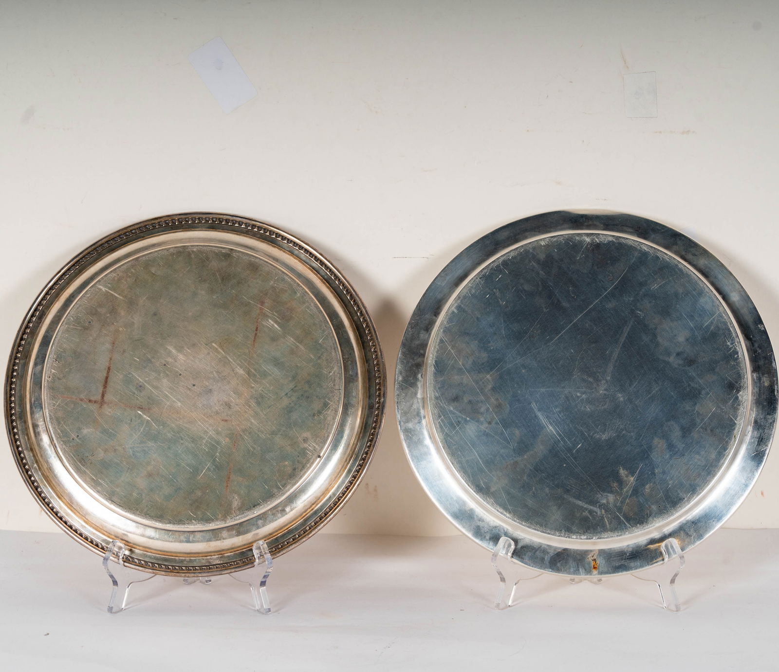Two Assorted Round Sterling Trays - 10