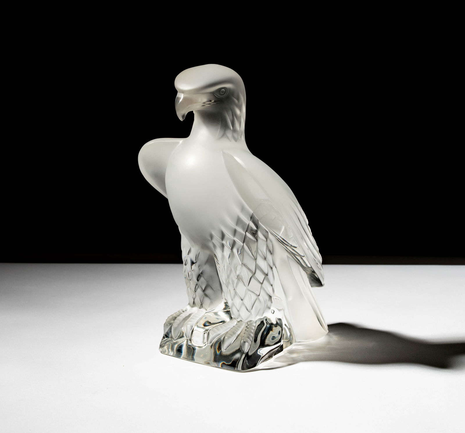 Lalique Liberty Eagle Sculpture: signed, 9 x 5 1/2 in.
