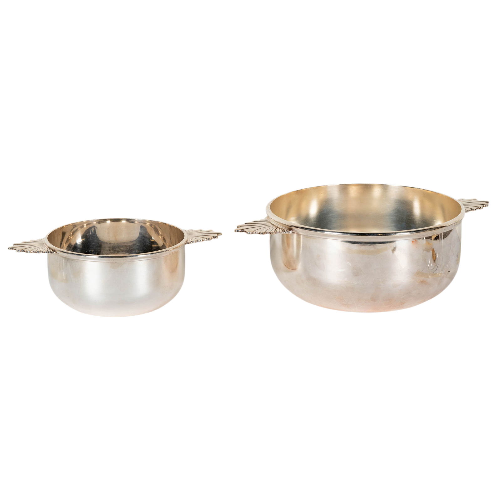 Two Christofle Silverplate Bowls: each with marks, The larger: 4.75 x 14.5 x 10.25 in.