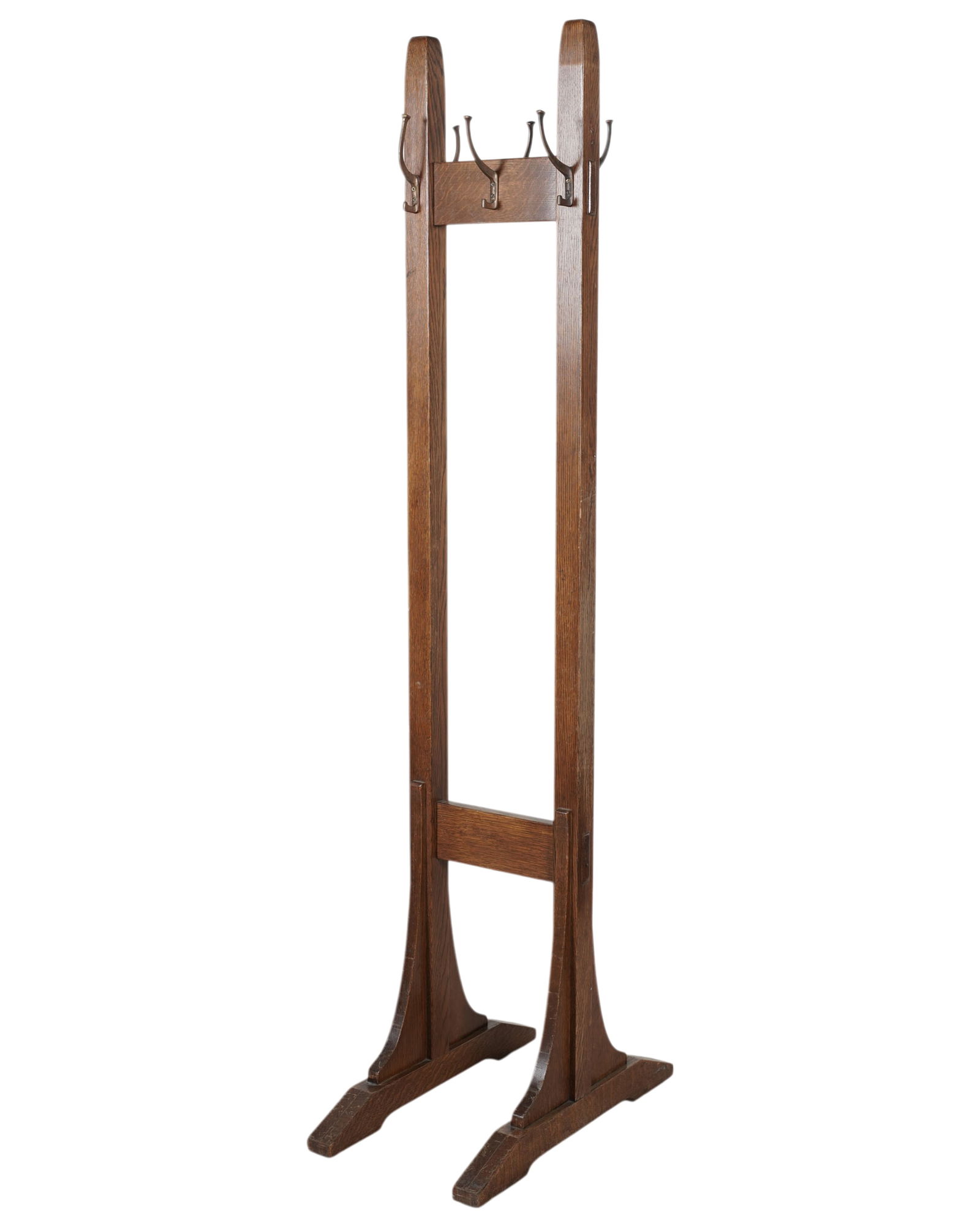 A Stickley Oak Coat Rack: Signed, 72 1/2 in. high