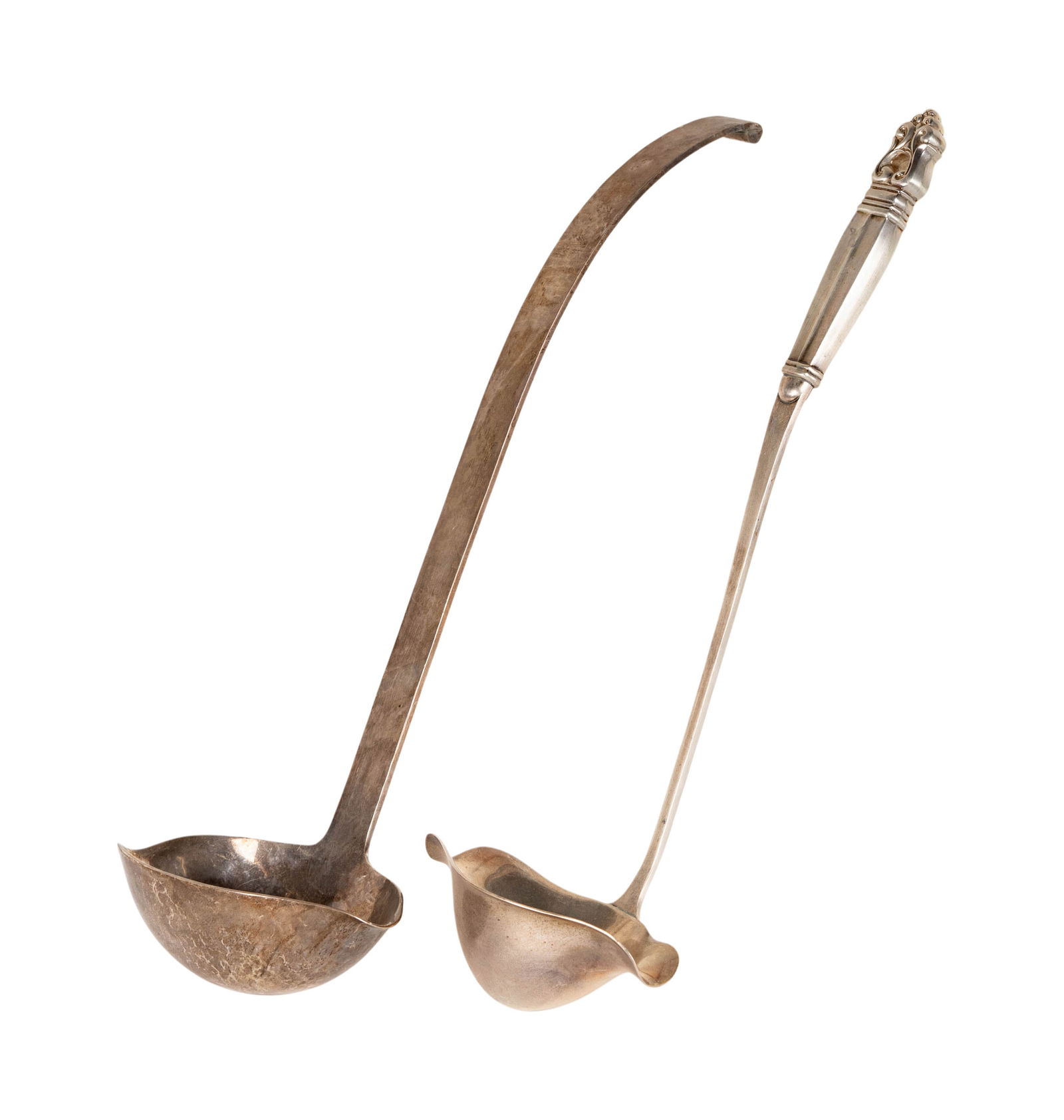 Two Assorted Large Sterling Ladles: including one Porter Blanchard and one International Sterling, 17 and 16 inches wide, approximately 745 grams