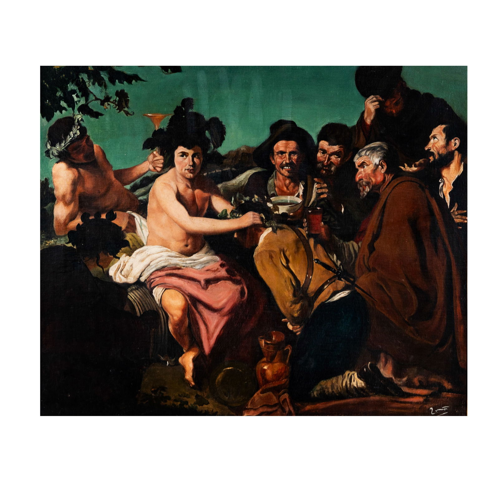 Allegorical Scene: oil on canvas, relined, signed lower right, canvas: 20 x 24 in., frame: 27 x 31 in.
