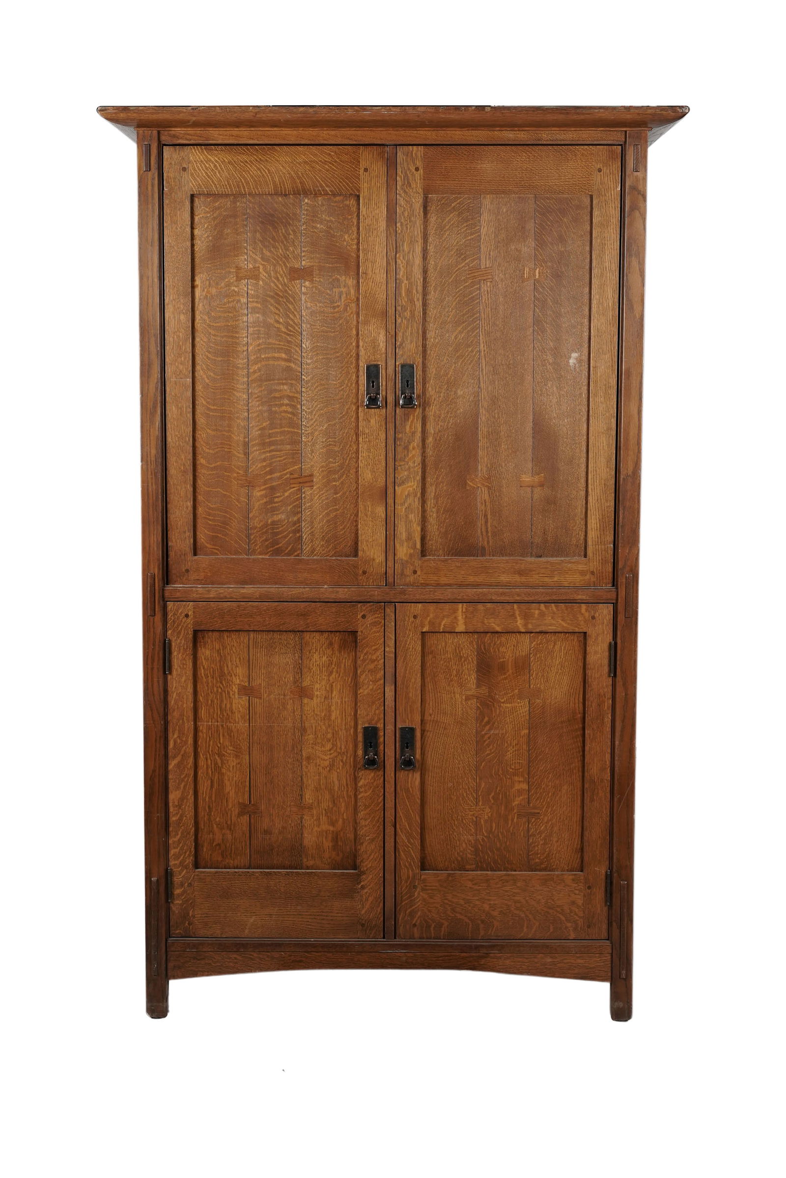 A Stickley Oak Linen Press: 78 1/2 x 48 x 24 1/5 in.