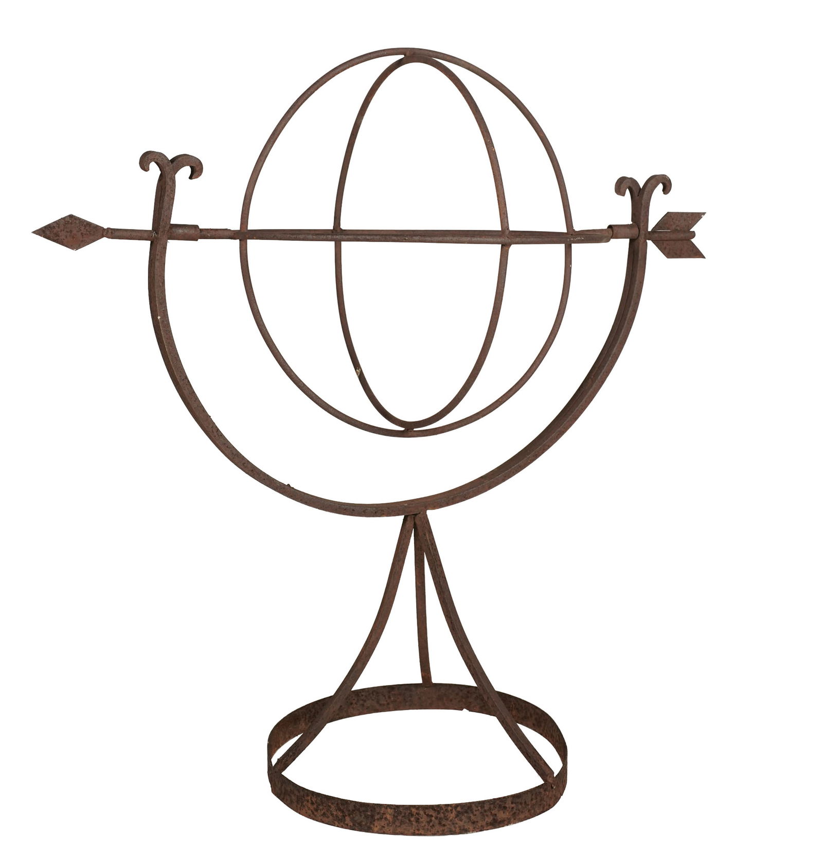 Antique Iron Armillary: 37 x 37 x 20 in.