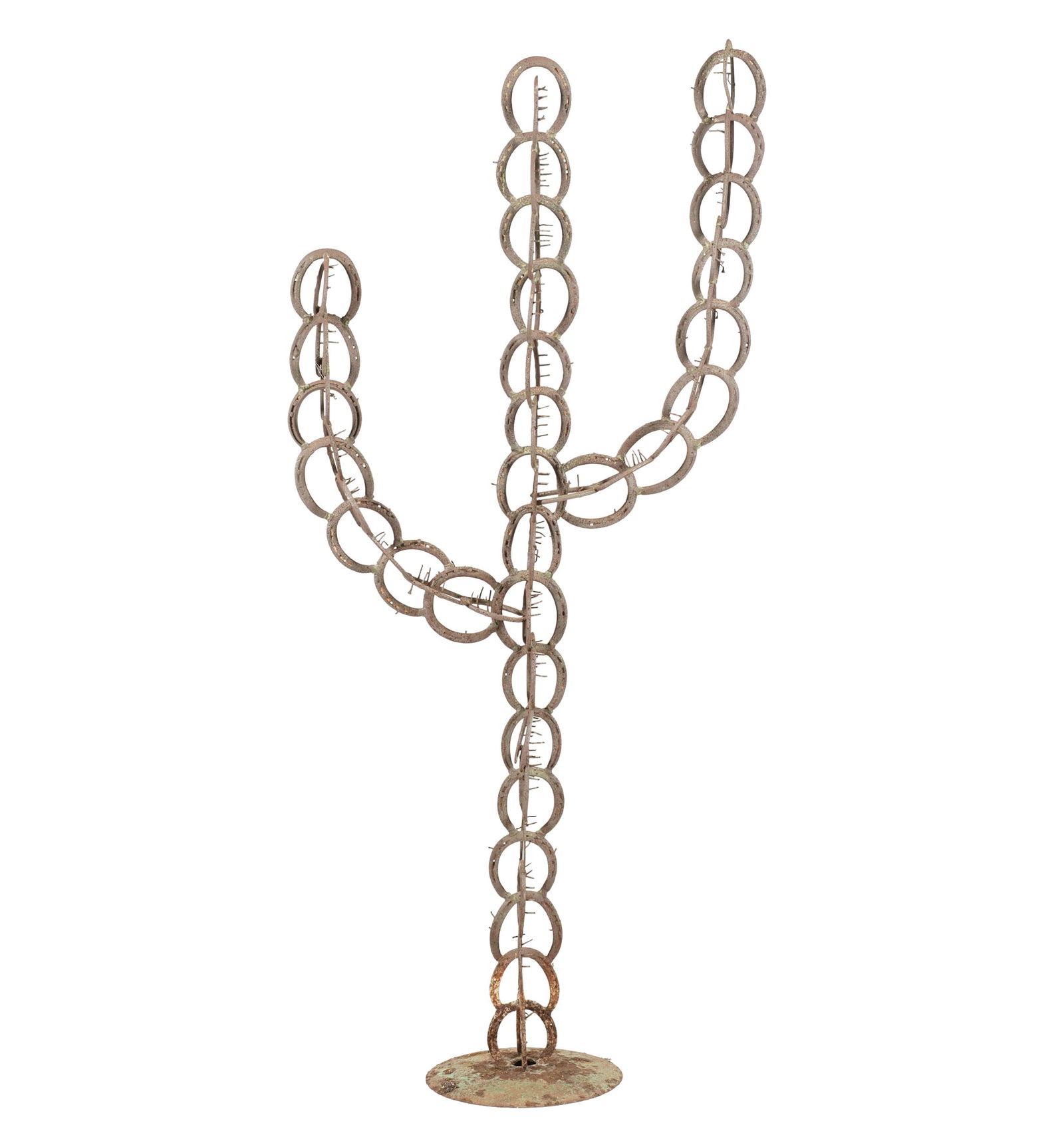 Cactus-Form Horseshoe Sculpture: 71 x 31 x 14 in.
