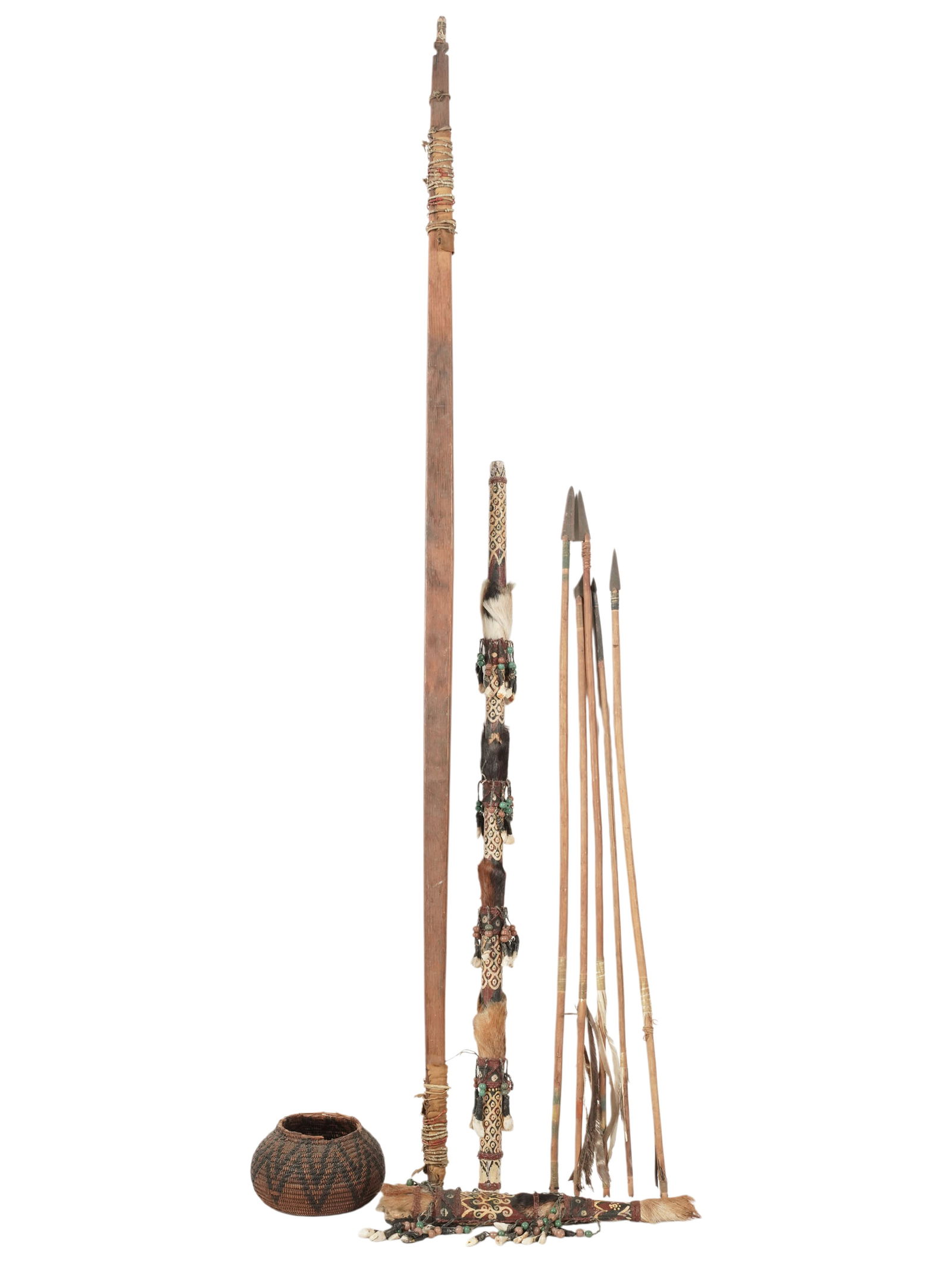 Collection of Native American Artifacts: longest: 47 in.