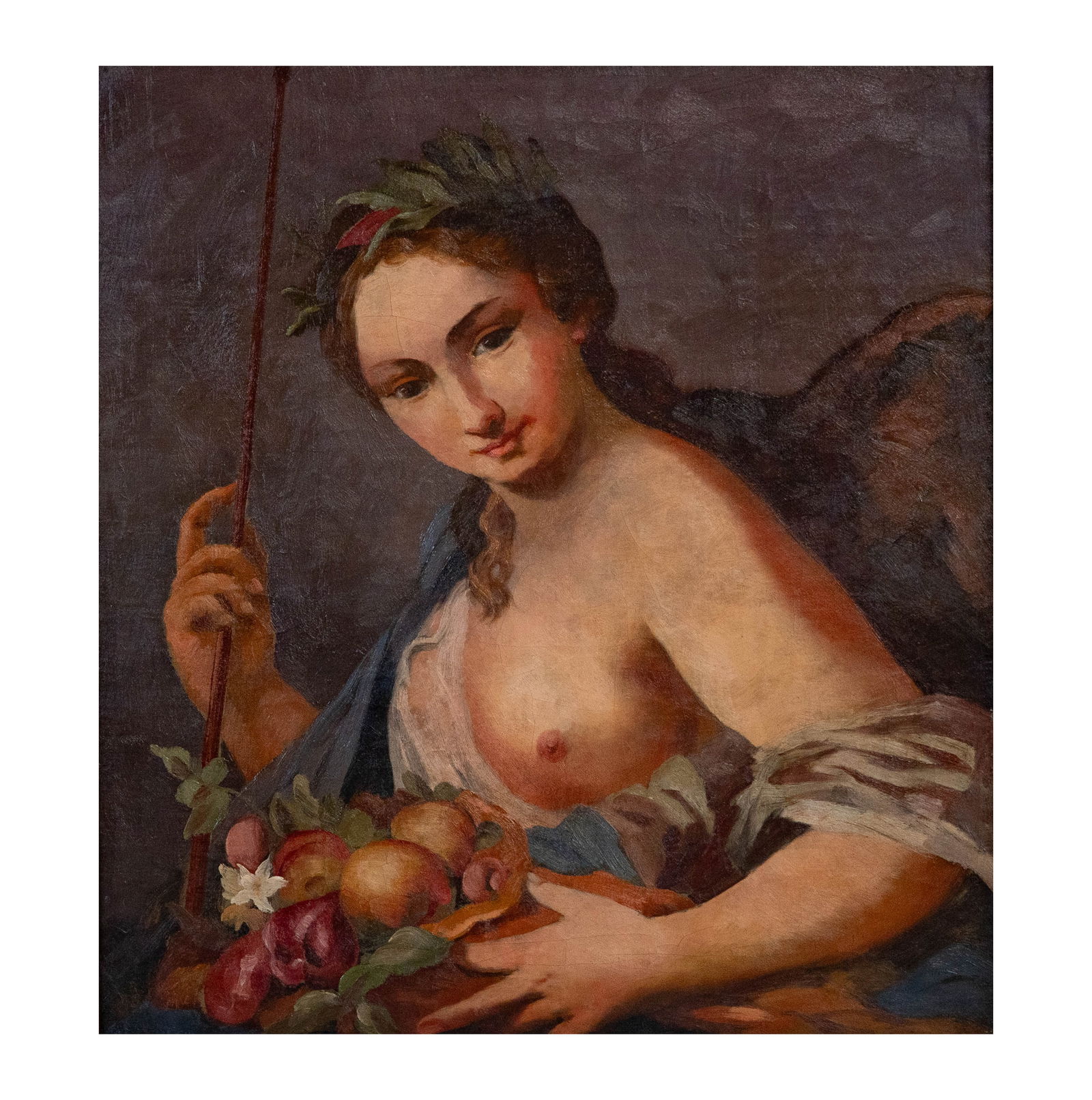 Allegorical Portrait of a Nude: oil on canvas, no visible signature, canvas: 26 x 24 in. frame: 30 3/4 x 28 3/4 in.
