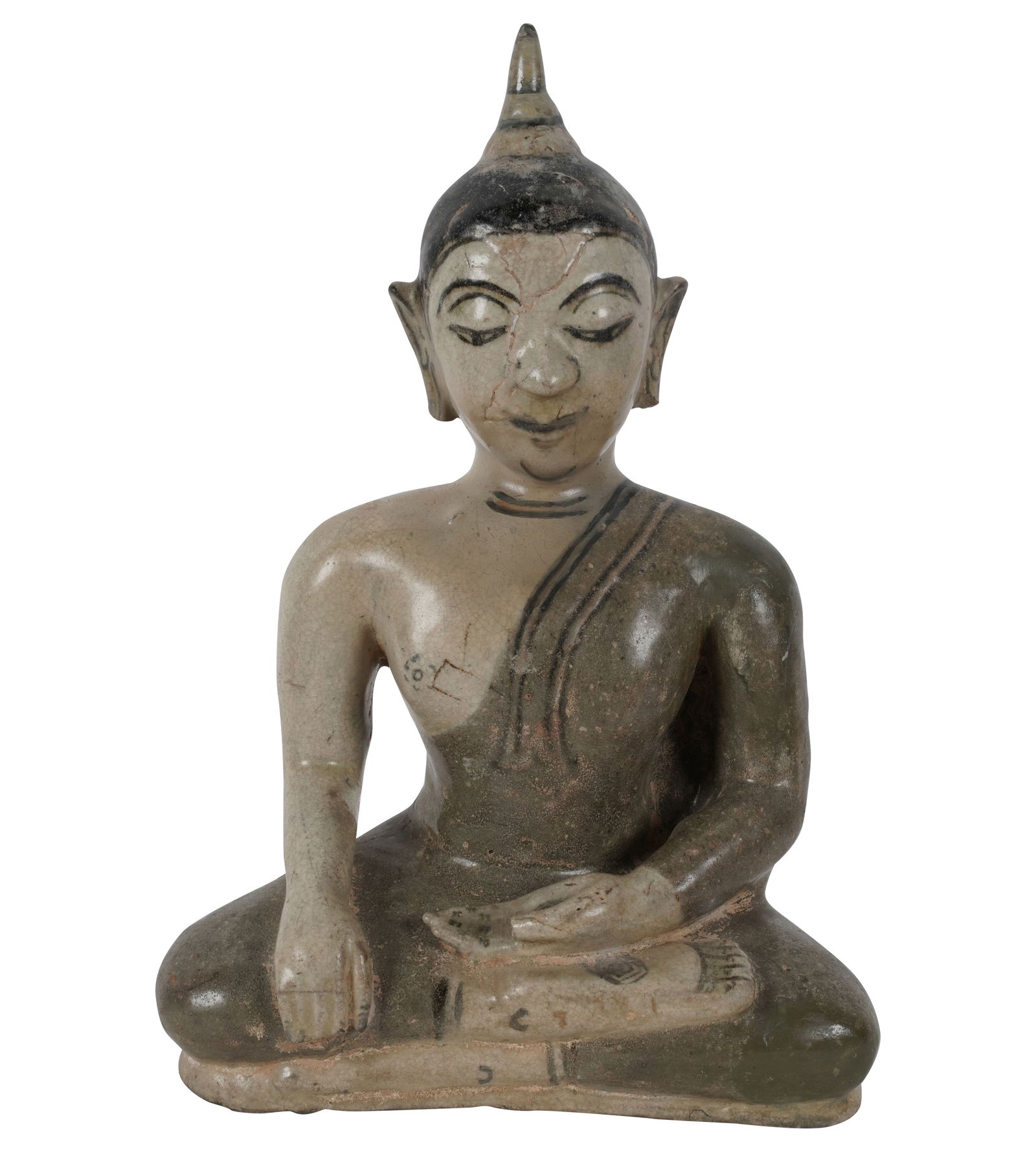 Burmese Seated Buddha: 11 1/2 x 8 x 5 in.