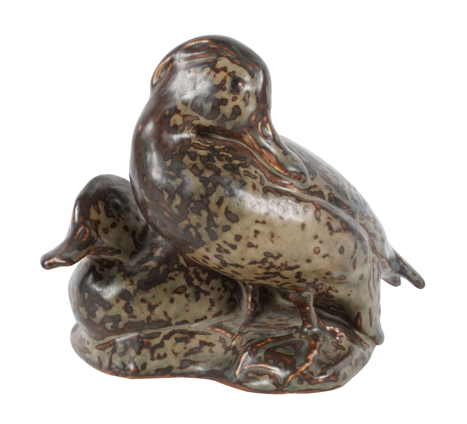 Royal Copenhagen Porcelain Duck Group: marked to underside, 6 3/4 x 7 x 7 1/2 in.