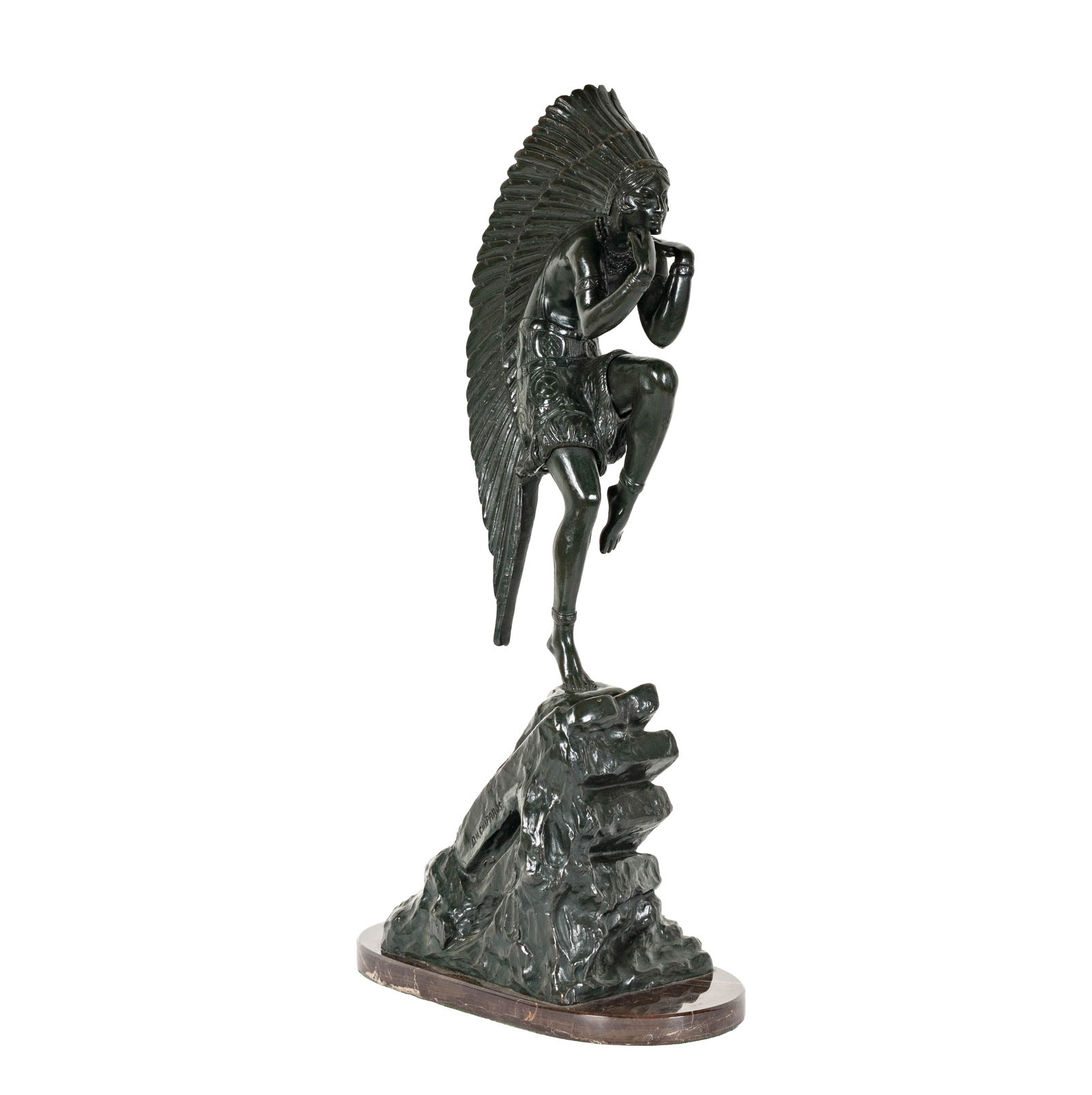 After Dimitri Haralamb Chiparus: Dancing Indian: signed in casting, overall 22 1/4 x 11 x 5 1/2 in.
