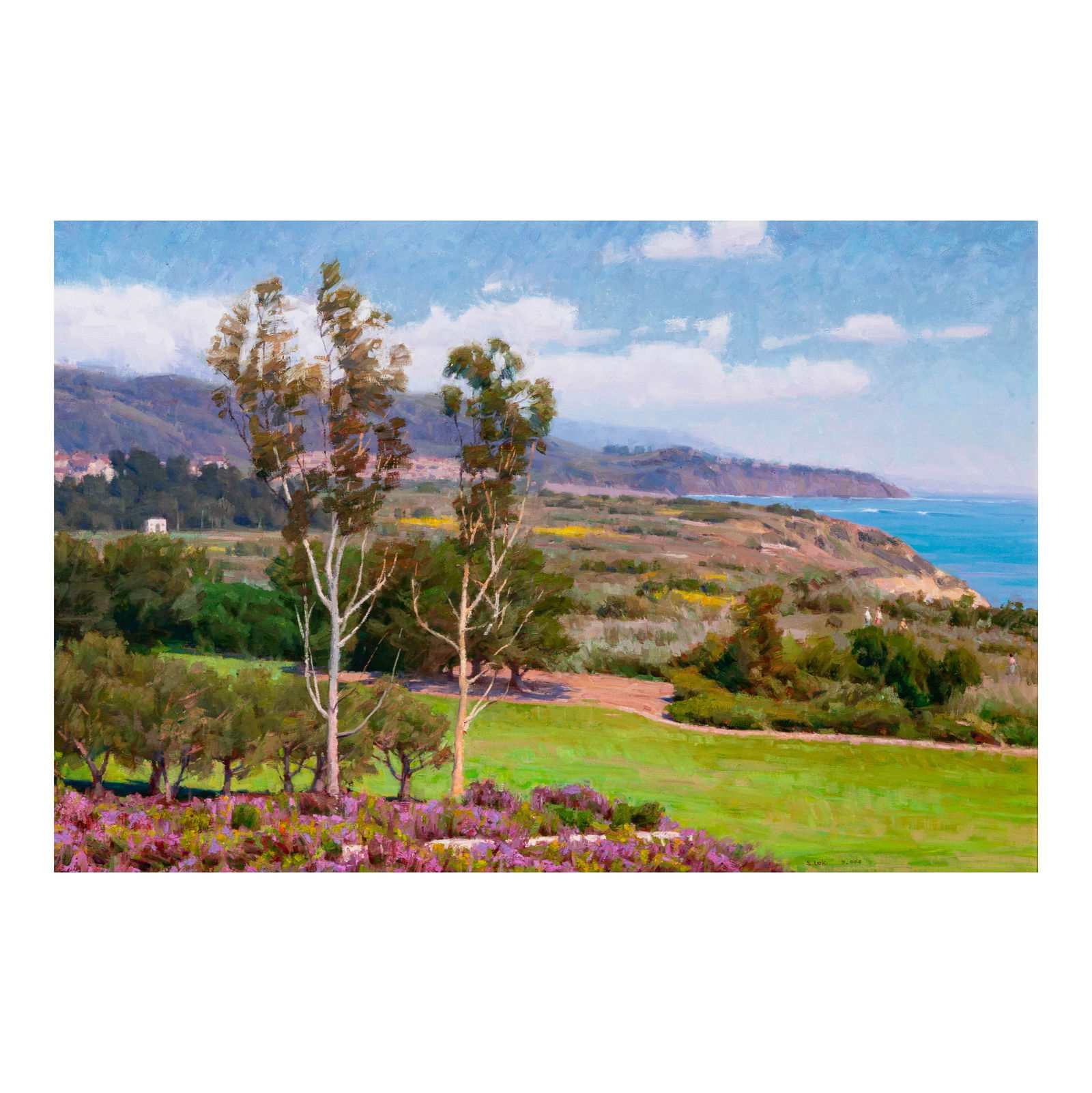 Simon Lok (20/21st century): Laguna Coast: 2004, oil on canvas, signed and dated lower right, sight: 23 1/2 x 35 1/2 in., frame: 30 x 41 3/4 in.