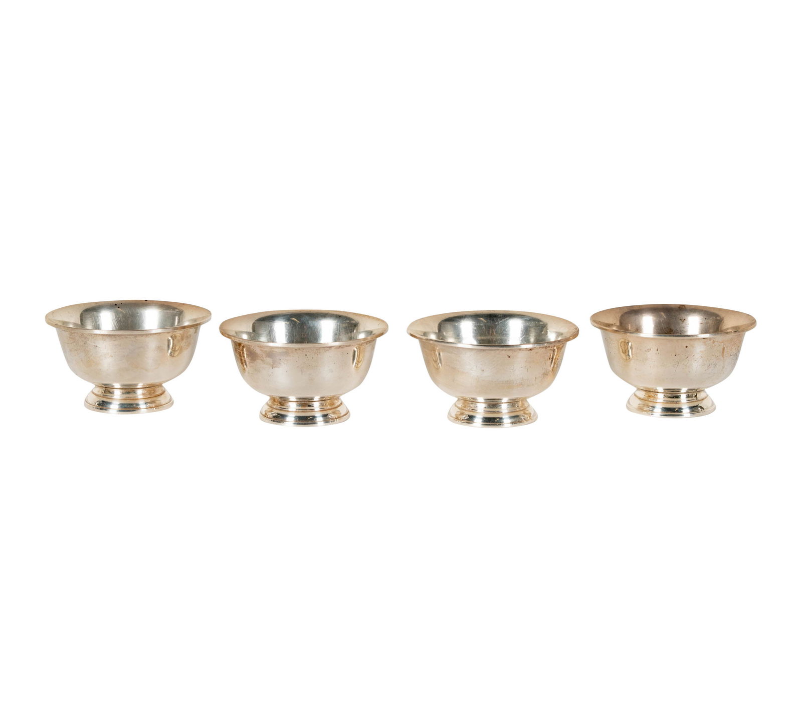 Four Small Sterling Footed Bowls: F. B Rogers Co. marked to underside, each 2.25 x 4 in., approximately 269 grams