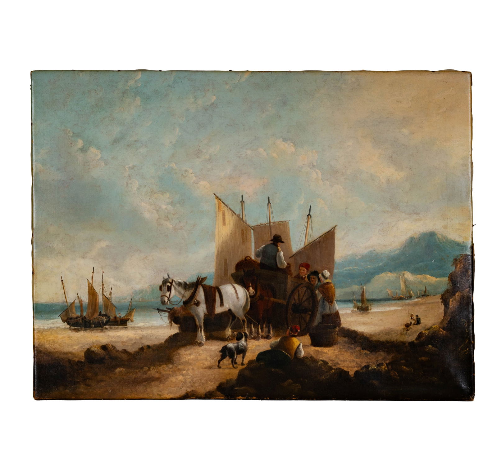 Harbor Fishing Scene: oil on canvas, signed "Redmoore" lower right, canvas: 25 1/2 x 34 1/4 in.
