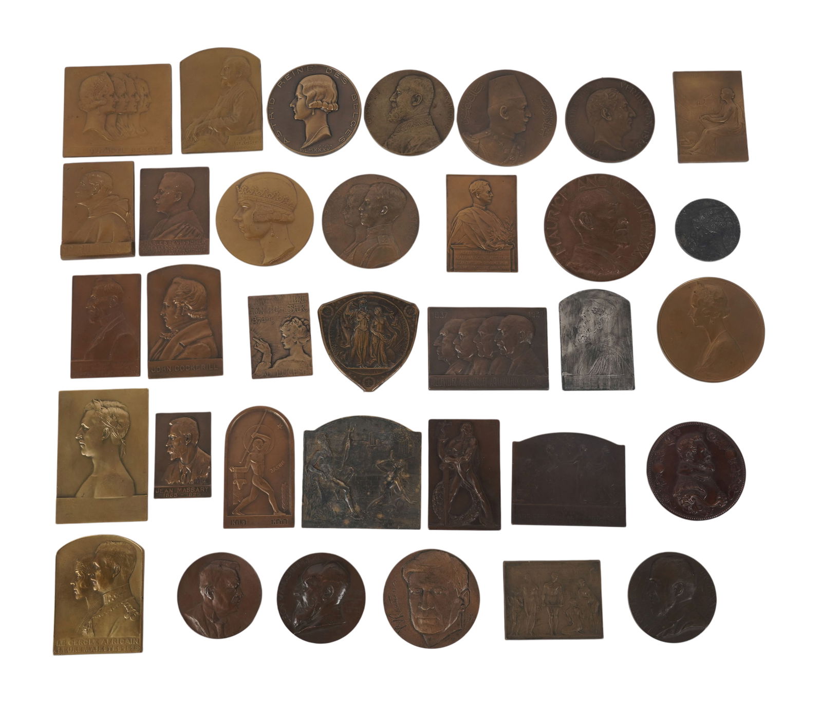 Collection of Small Bronze Medallions: Ranging from: 2 - 3 in. dia.