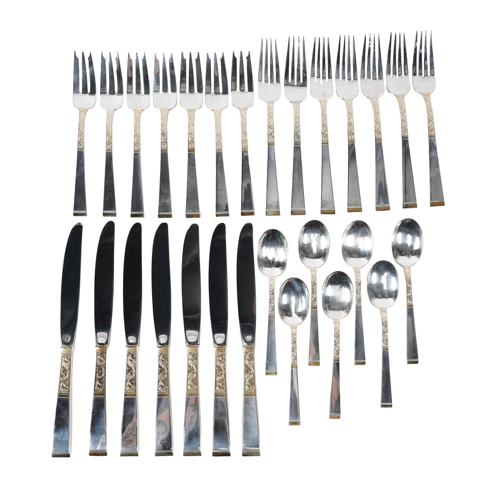 Gorham Sterling Golden Scroll Flatware Service for Seven (1 of 12)