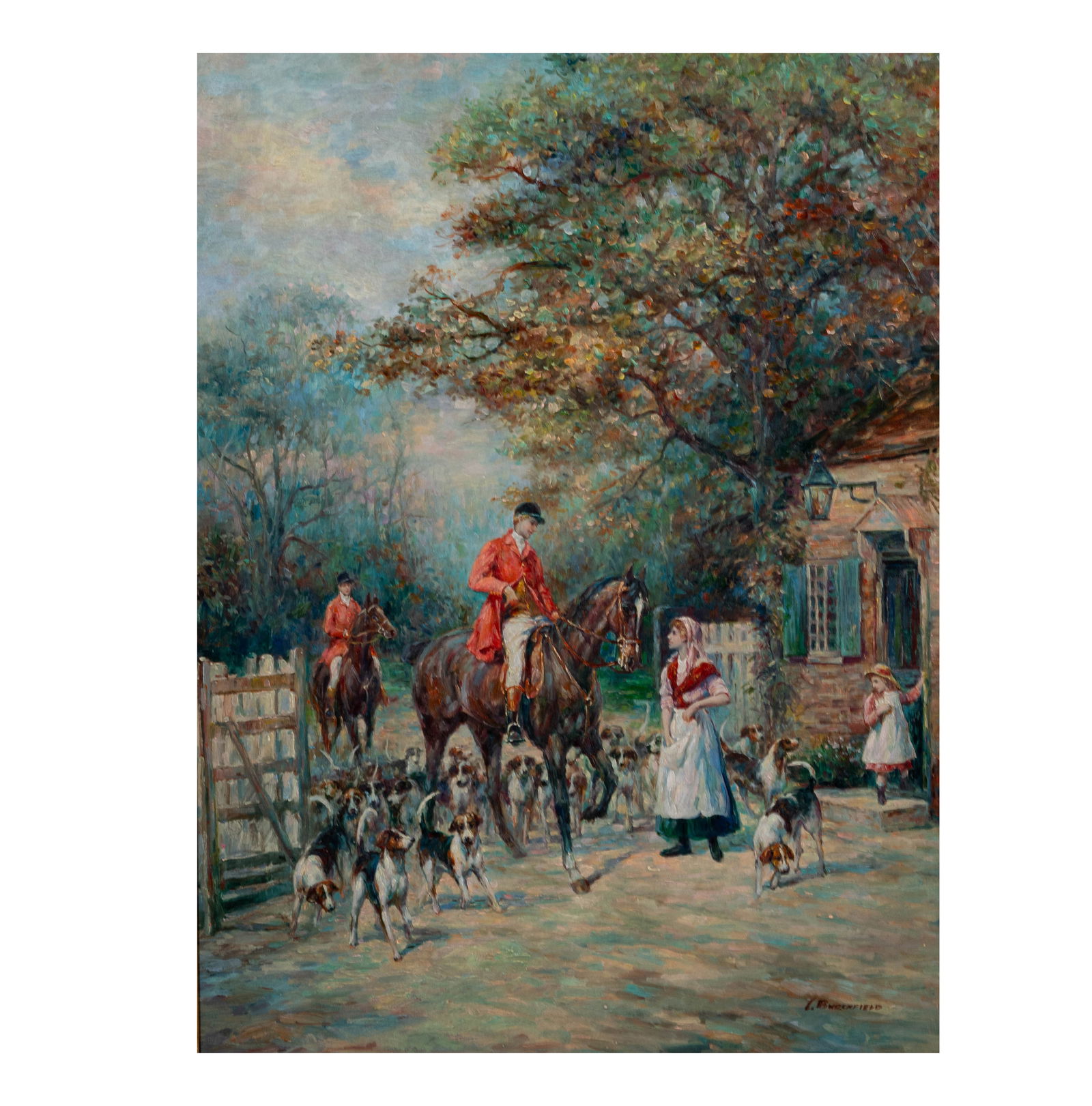 Italian School, Vista Della Citta: oil on canvas, signed lower right, 19 x 35 in., Frame: 33 1/2 x 49 1/2 in.