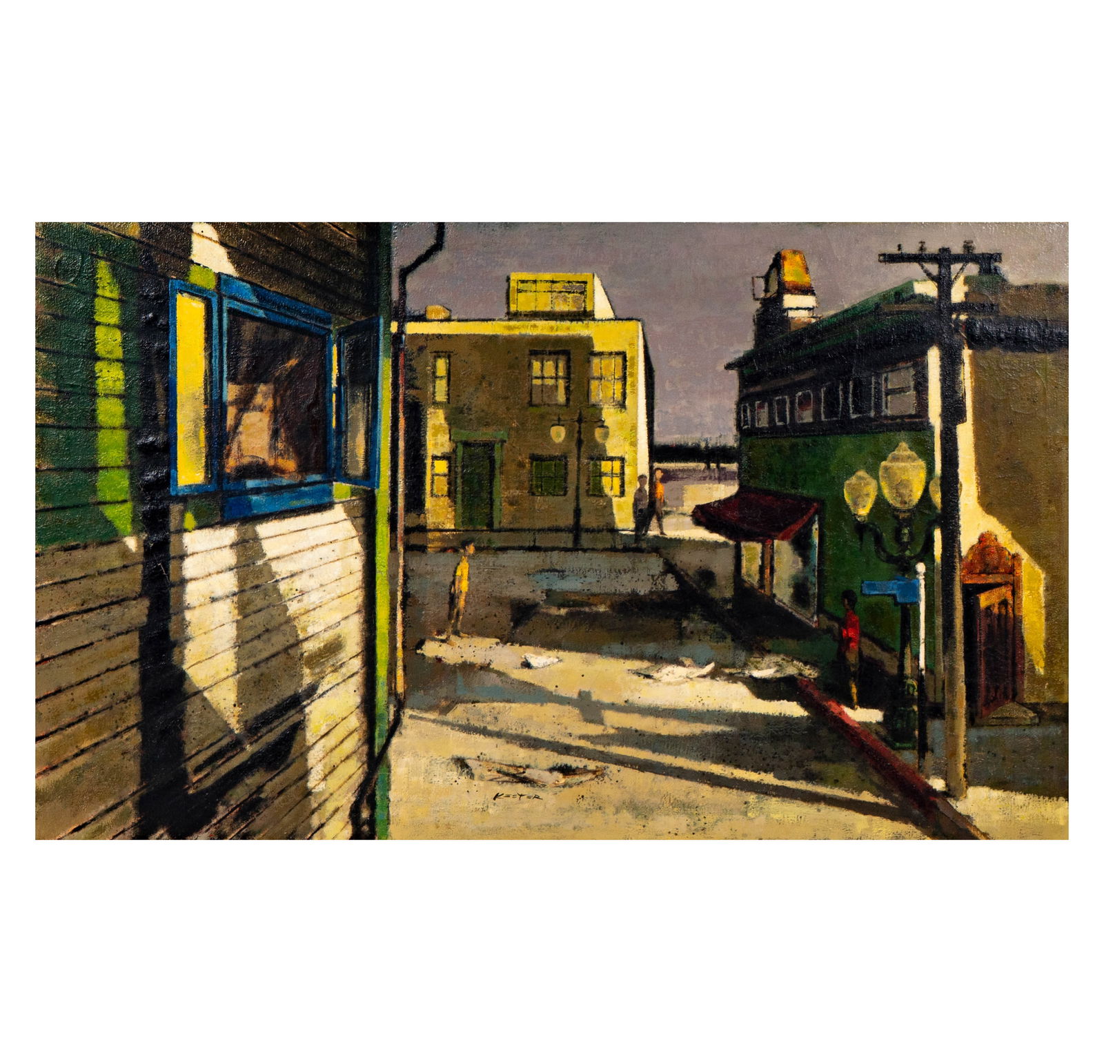 Lenard Kester (1917-1997), Brighton Bay Beach: oil on canvas, signed lower middle, 36 x 60 in., frame: 42 1/2 x 67 in.