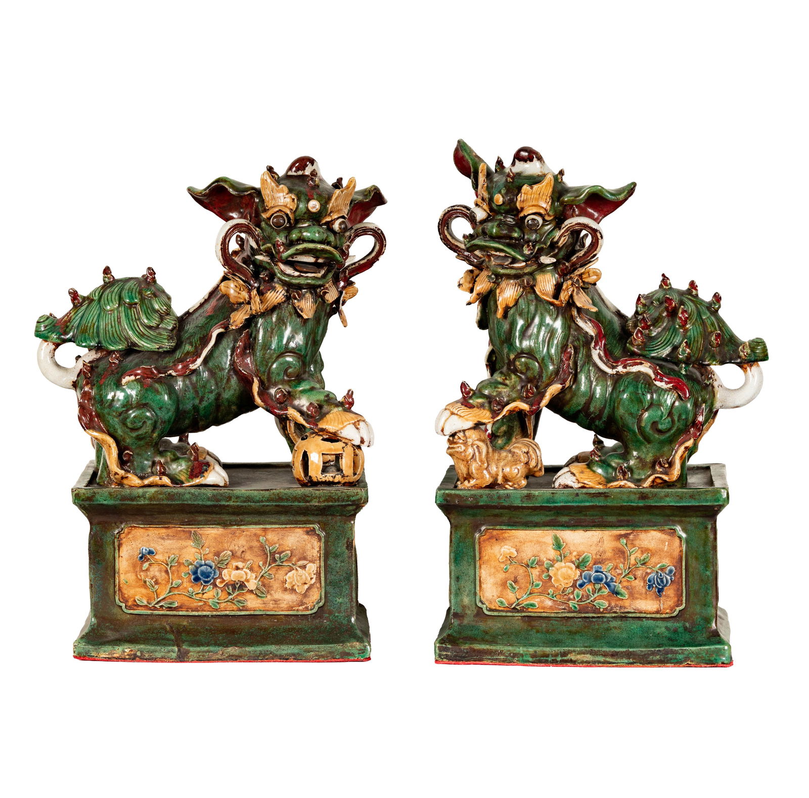 Pair of Chinese Green Glazed Ceramic Foo Dogs (1 of 19)