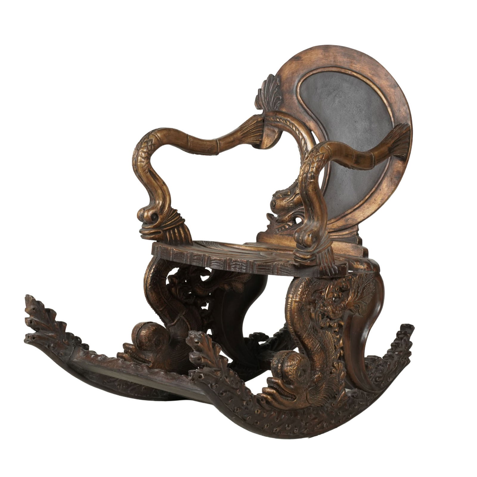 Italian Grotto Style Rocking Chair: 44 x 25 x 41 in., seat height: 20 1/2 in.