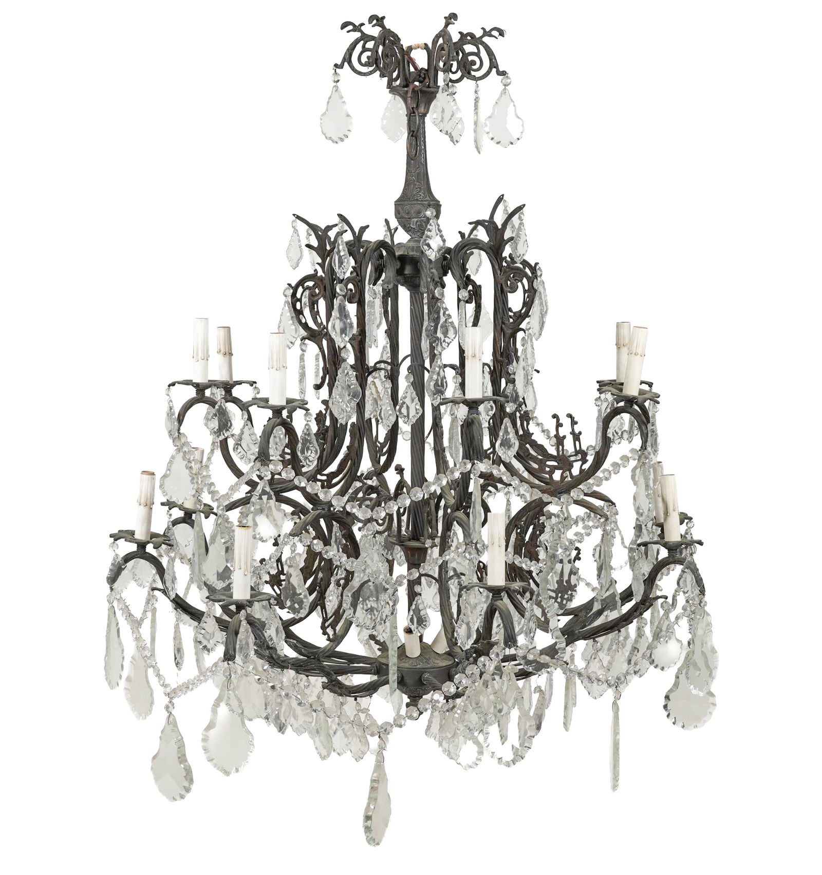 Metal and Drop-Crystal Chandelier (1 of 14)