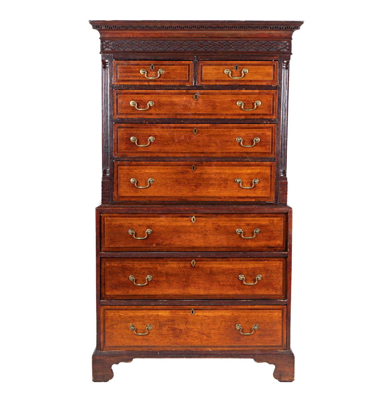An English Dark Oak Eight Drawer Highboy (1 of 16)