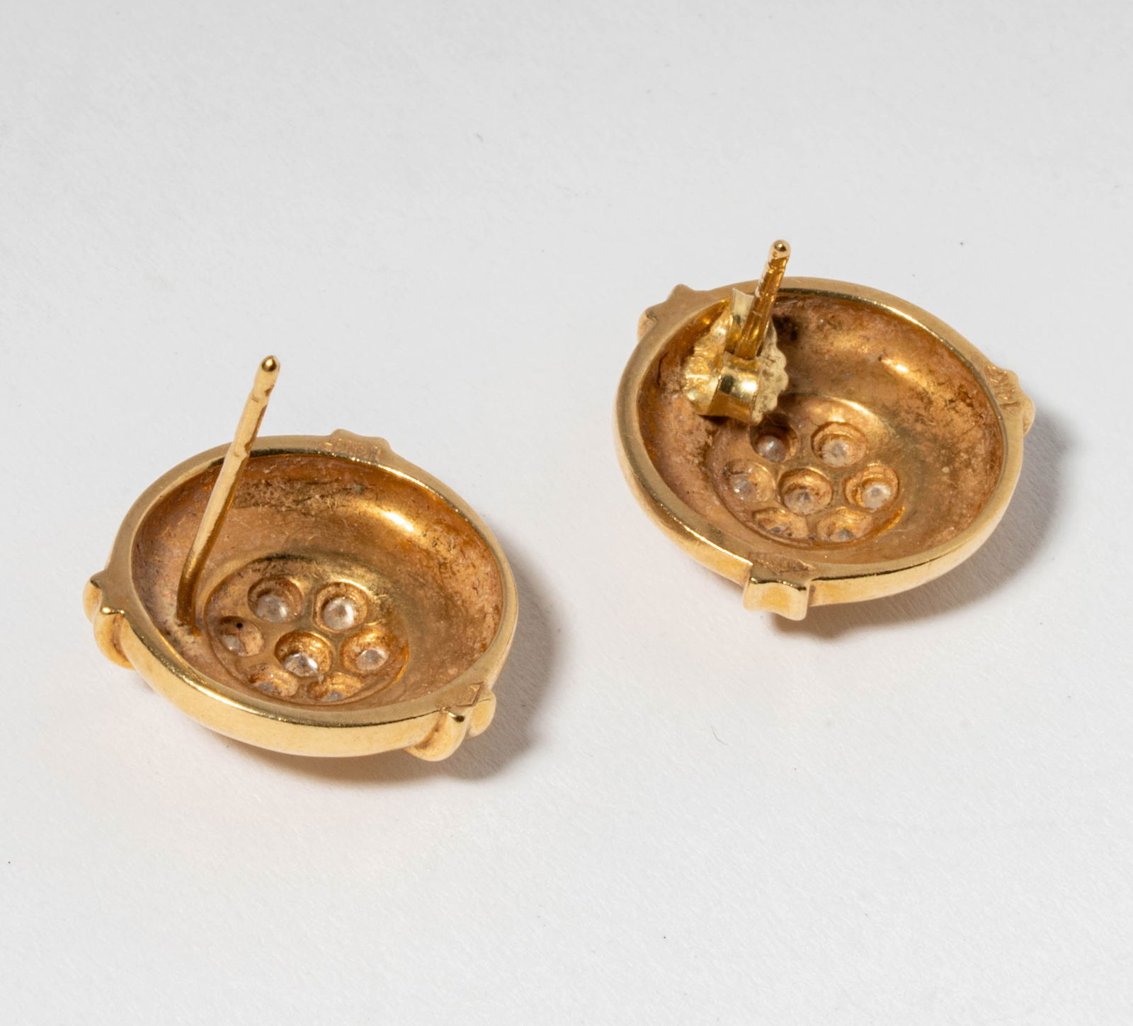 Pair of 14 Karat Yellow Gold & Diamond Earrings - 4