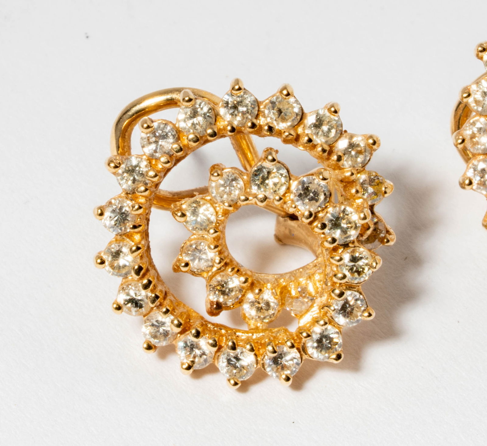 Pair of 14 Karat Yellow Gold & Diamond Earrings - 3