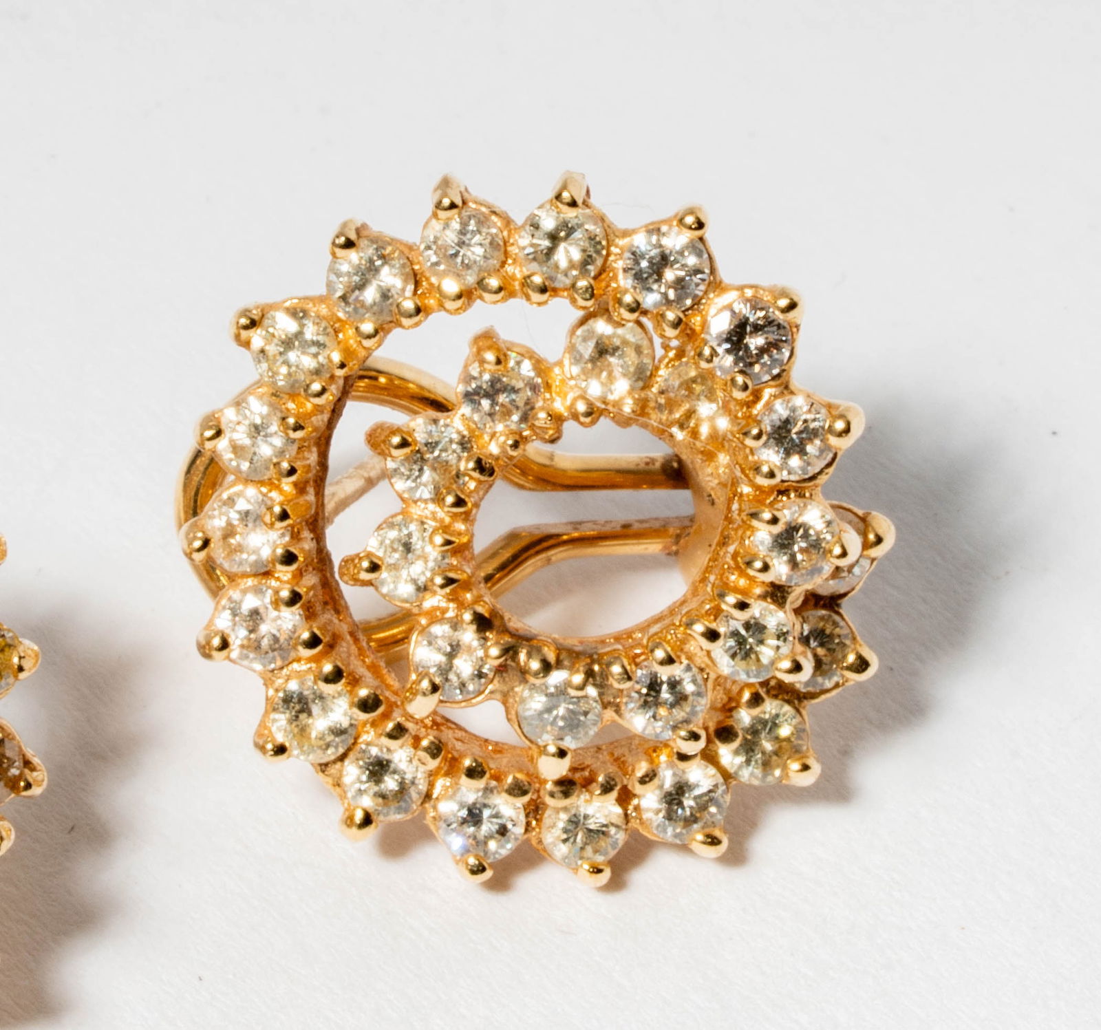 Pair of 14 Karat Yellow Gold & Diamond Earrings - 4