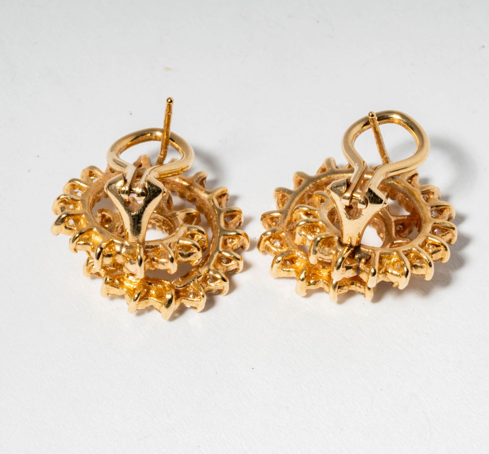 Pair of 14 Karat Yellow Gold & Diamond Earrings - 5