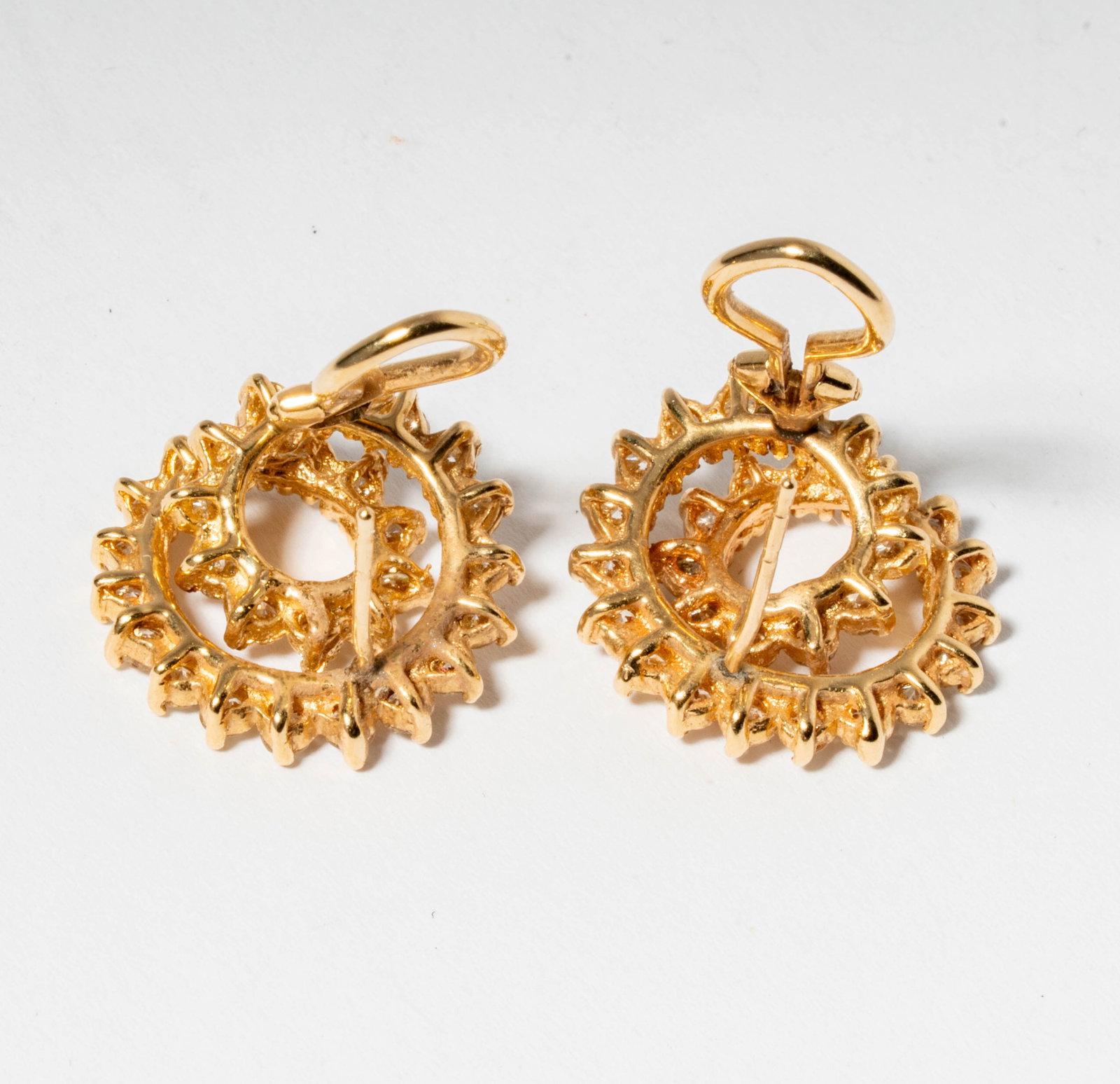 Pair of 14 Karat Yellow Gold & Diamond Earrings - 6