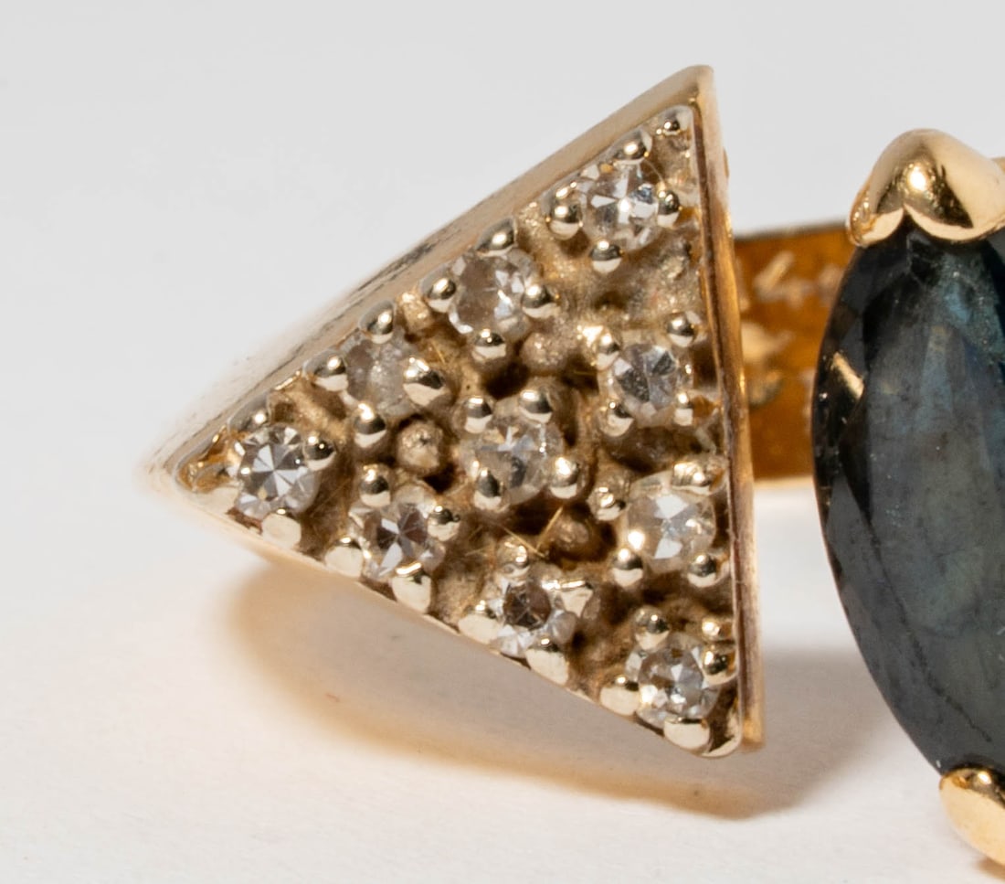 Two Israeli 14 Karat Yellow Gold, Diamond, & Sapphire Ring - 6
